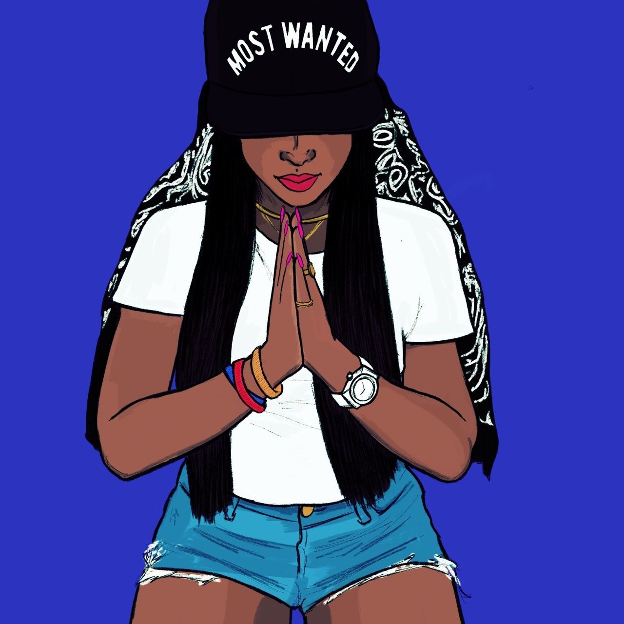 1280x1280 Illustration by Márcia Lima ©2015. Black girl cartoon, Black girl art, Black women art, Phone