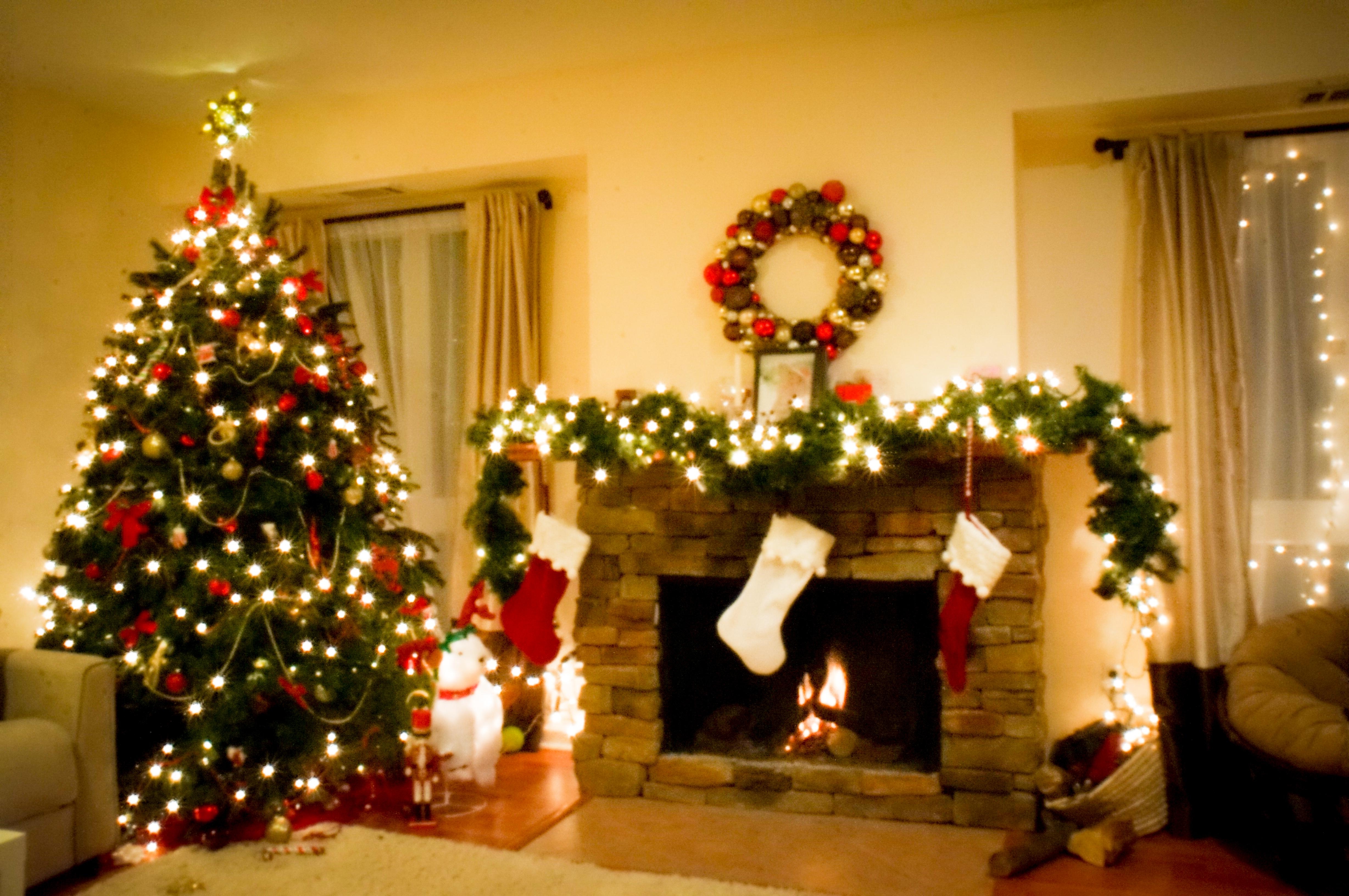 4920x3270 Christmas Tree By Fireplace, Catchy Collections Of, Desktop