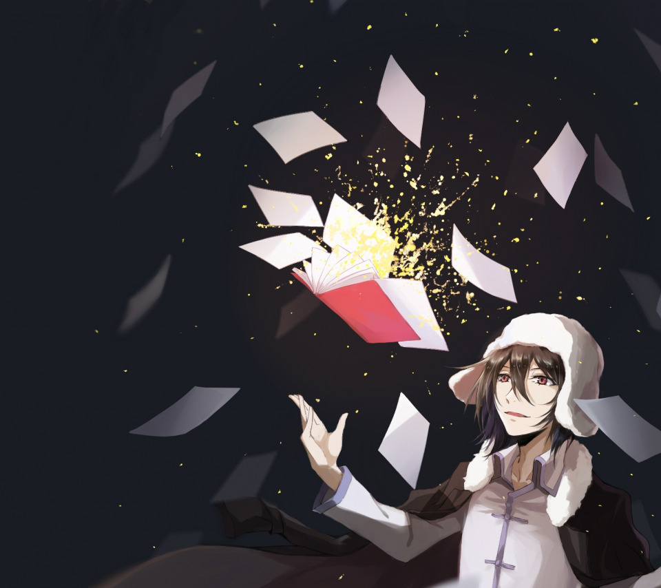 960x860 Download wallpaper book, guy, Bungou Stray Dogs, sheets of paper, Stray Dogs: A Literary Genius, Fyodor Dostoevsky, Fyodor Dostoyevsky, section shonen in resolution, Desktop