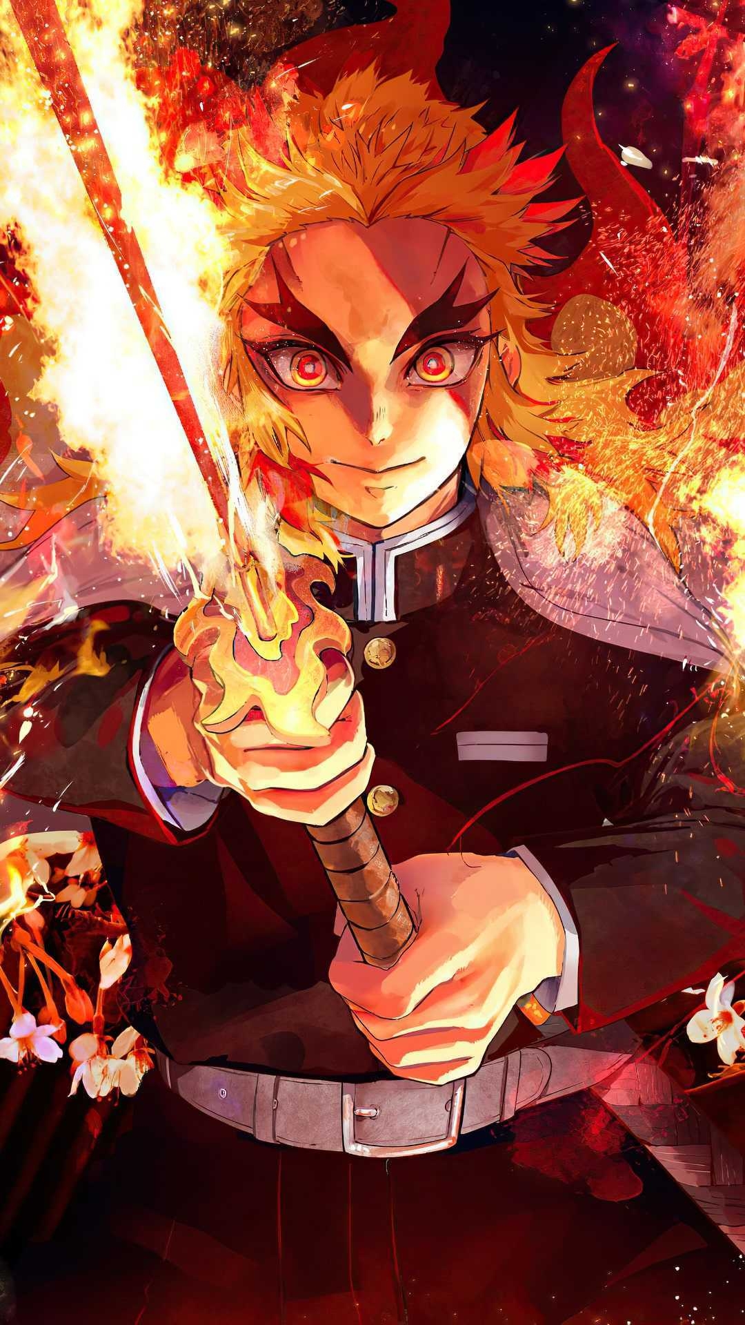 1080x1920 Rengoku Wallpaper, Phone