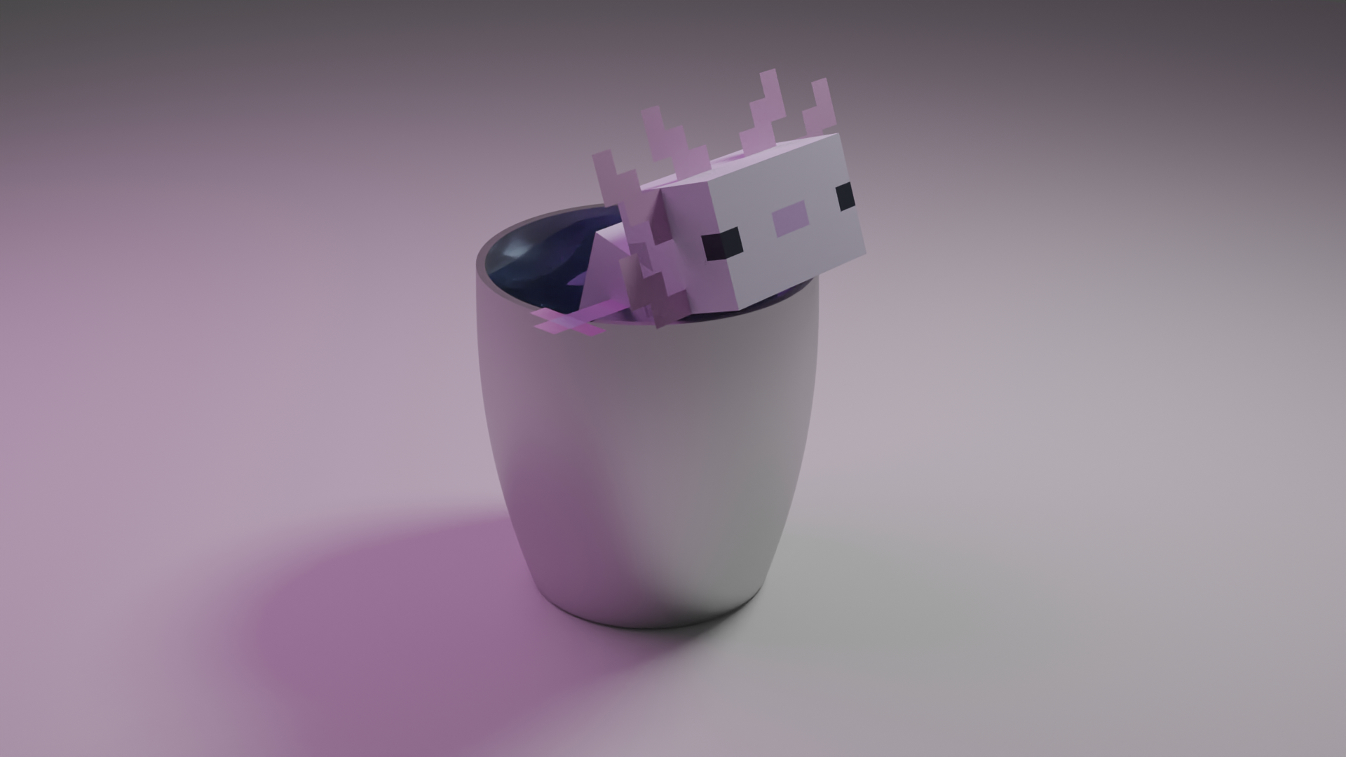 1920x1080 Here's an axolotl in a bucket. Made in blender, Desktop