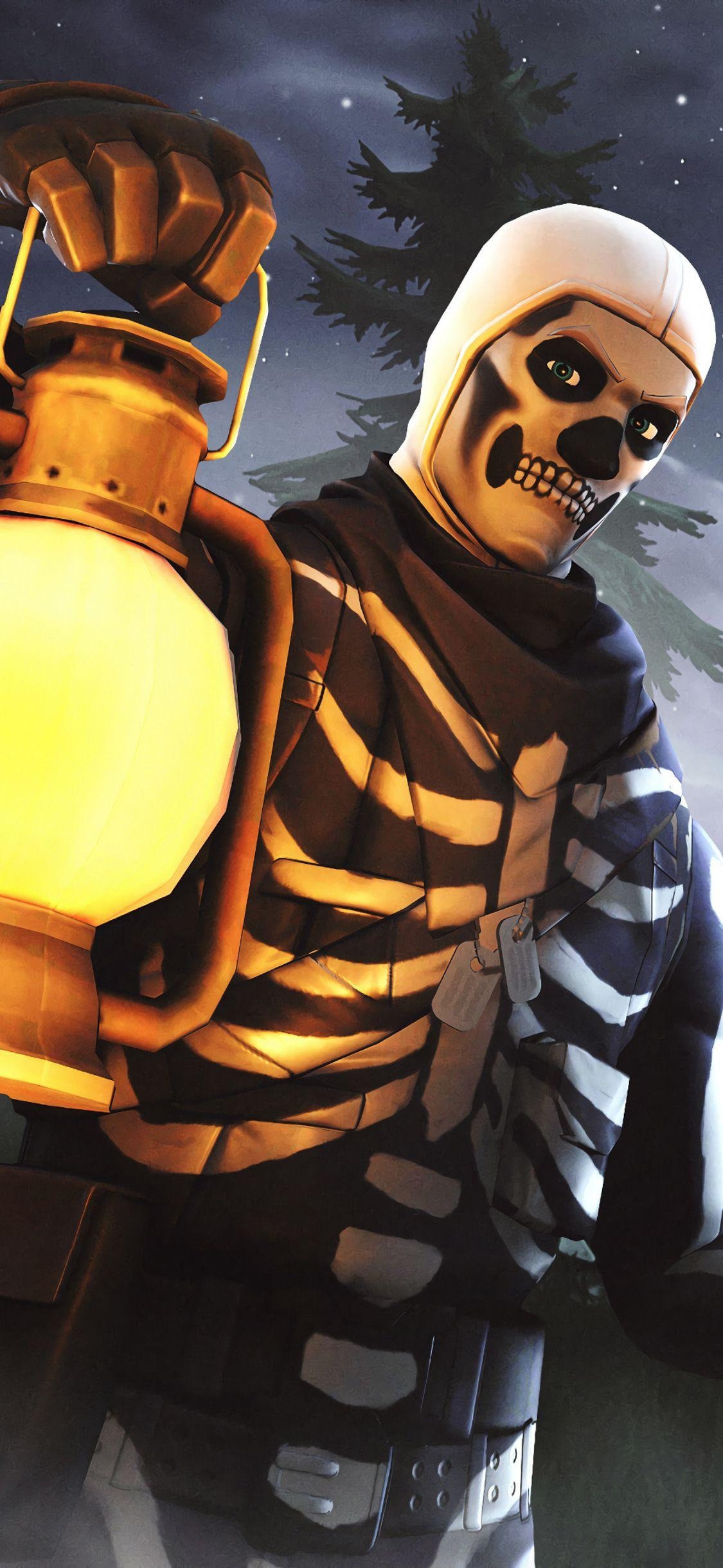 1130x2440 Skull Trooper iPhone XS Fortnite Background Wallpaper, Phone