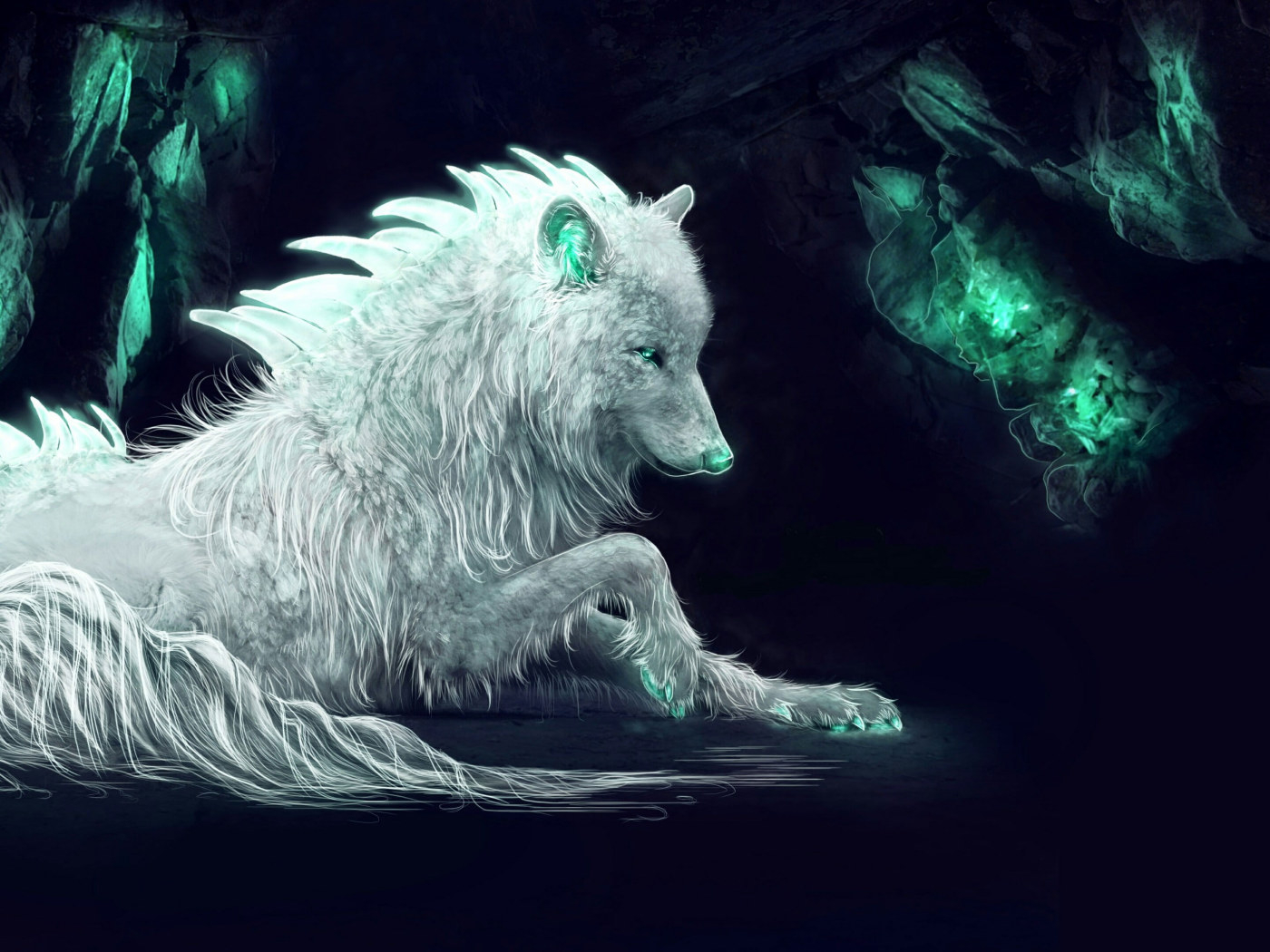 1400x1050 Darkness Wallpaper, Wolf, White Wolf, Fantasy Art, Imagination, Mythical Creature • Wallpaper For You, Desktop