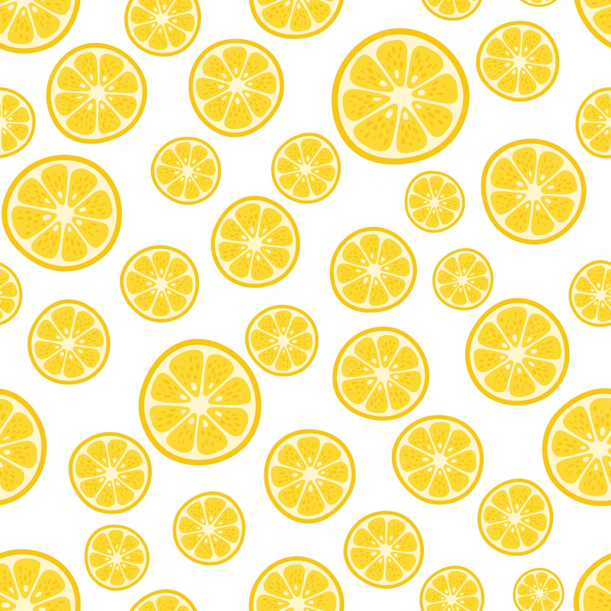 2000x2000 Premium Vector. Cute vector lemon seamless pattern cartoon summer fresh fruit circle slice lemons sliced print on white background lemonade repeat texture for wallpaper textile wrap tropical fabric design, Phone