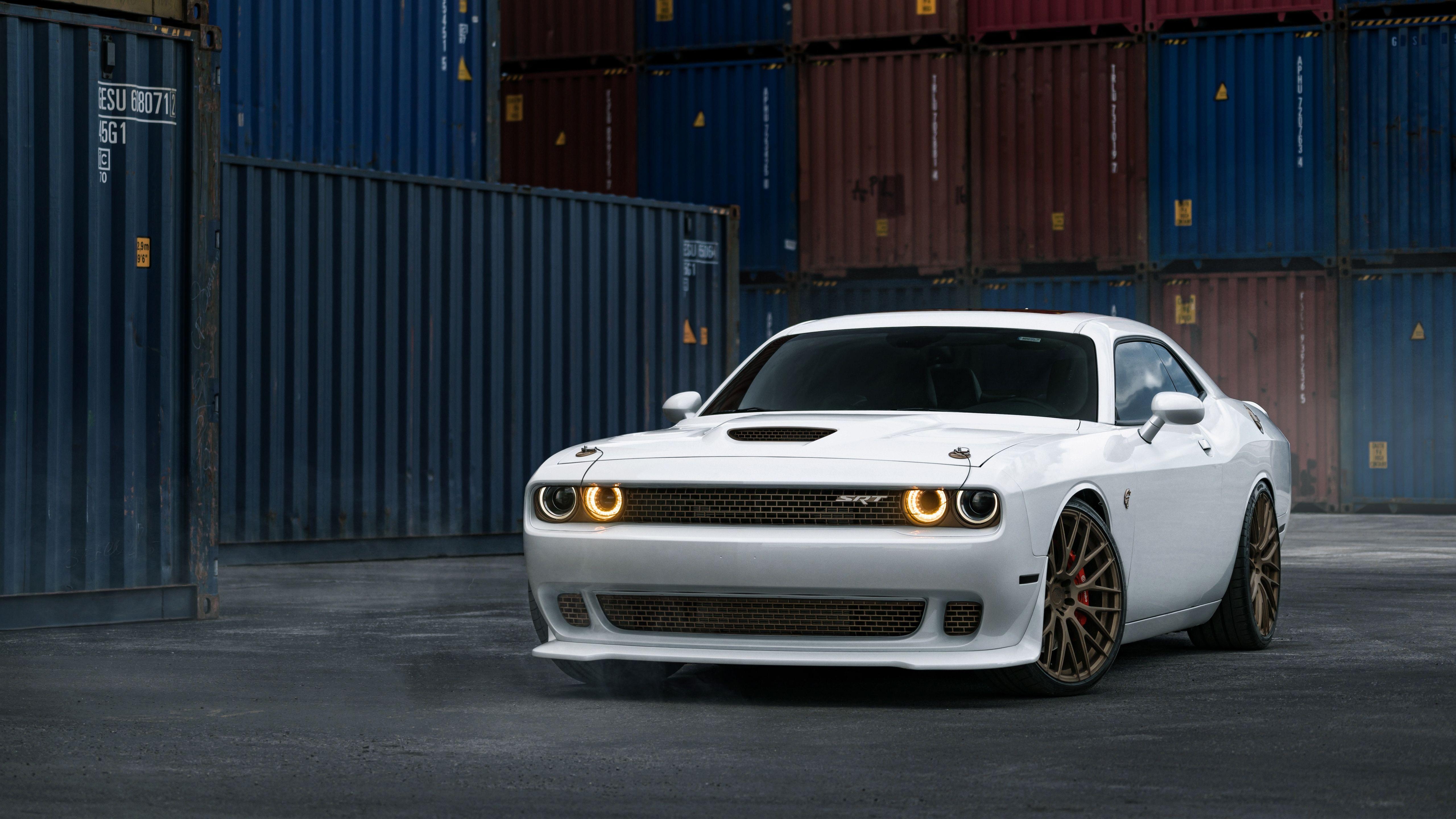 5120x2880 Dodge Challenger SRT Hellcat White Wallpaper. HD Car Wallpaper, Desktop