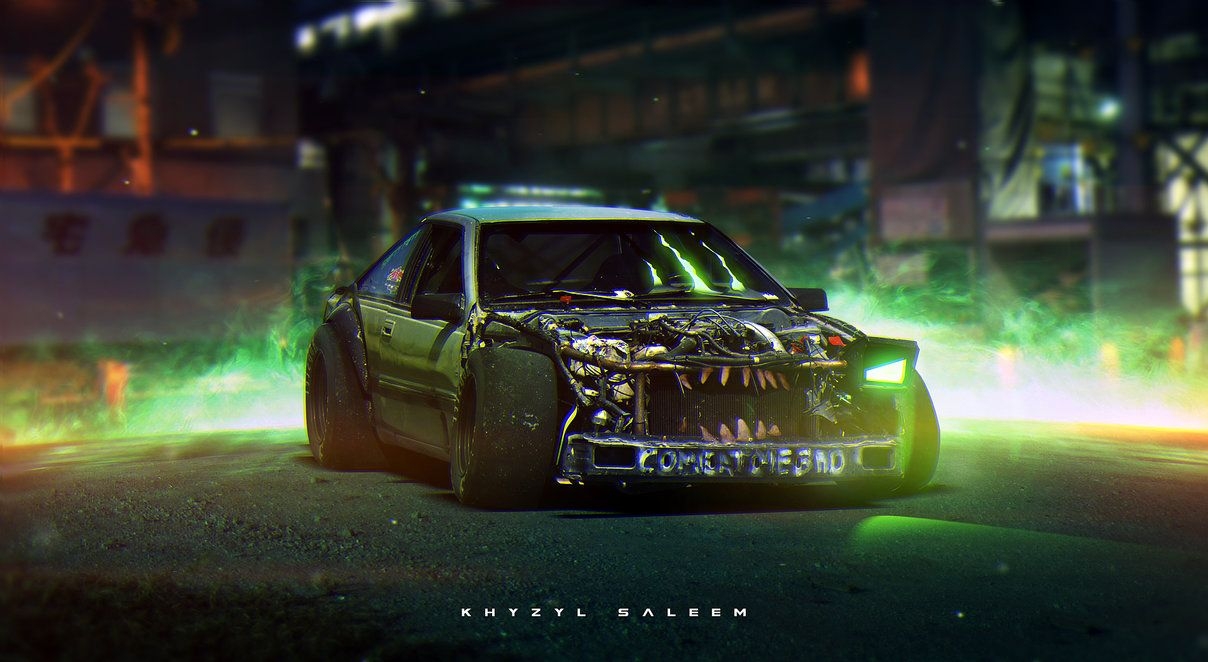 1210x670 Happy Halloween! by The-Kyza. Car art, Drifting cars, Car artwork, Desktop