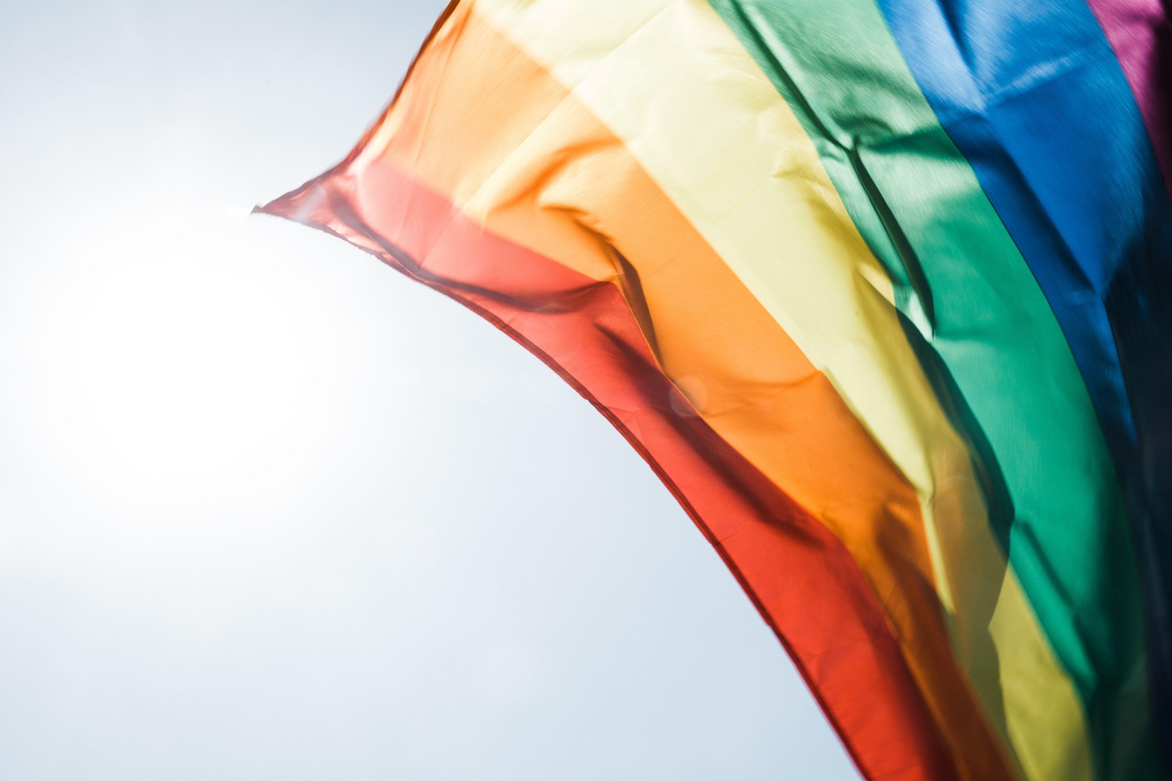 3840x2560 rainbow pride flag flying in the daytime breezeproud rainbow flag 4k, Desktop