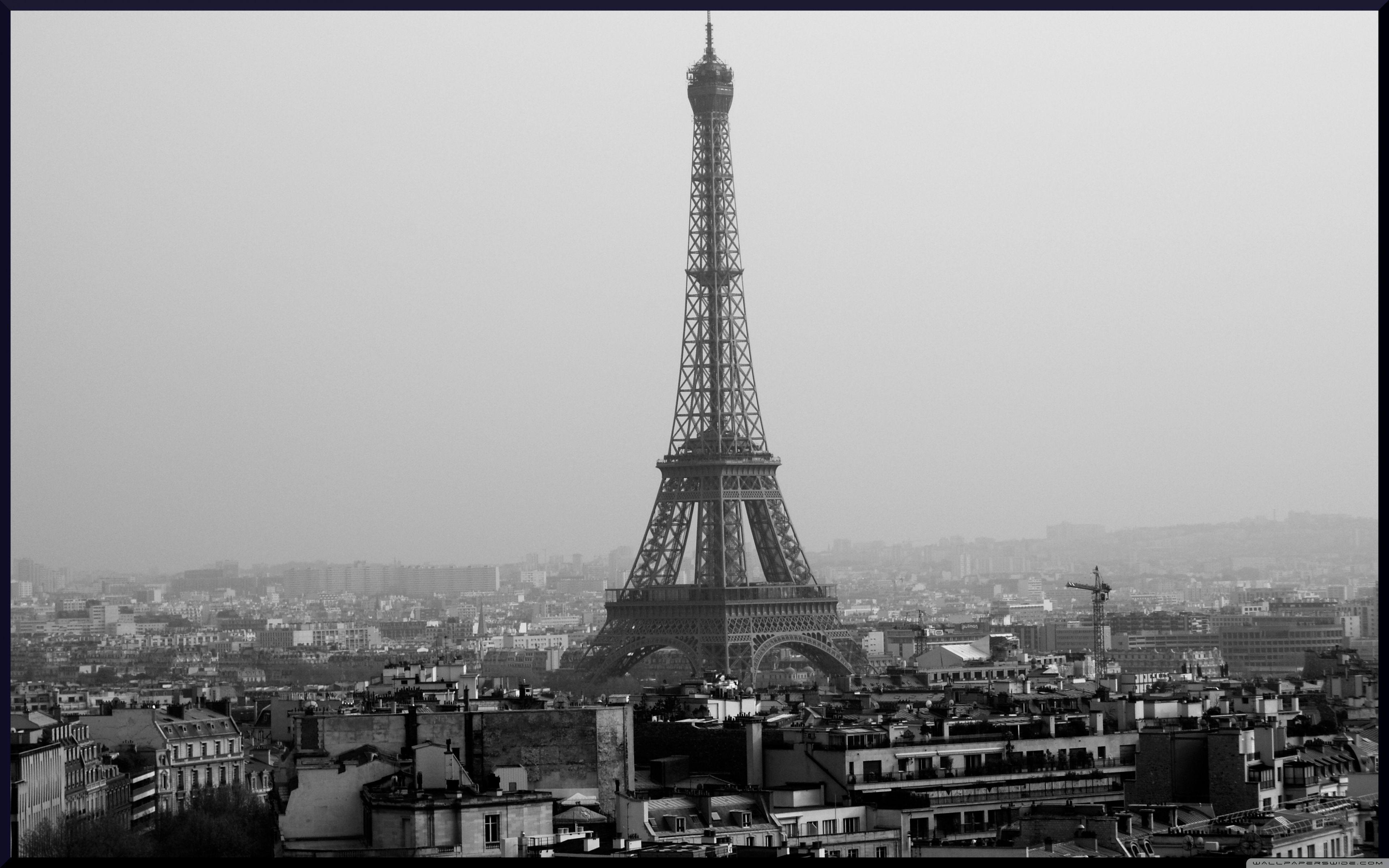 3840x2400 Tower Eiffel Black And White HD desktop wallpaper, Widescreen, Desktop