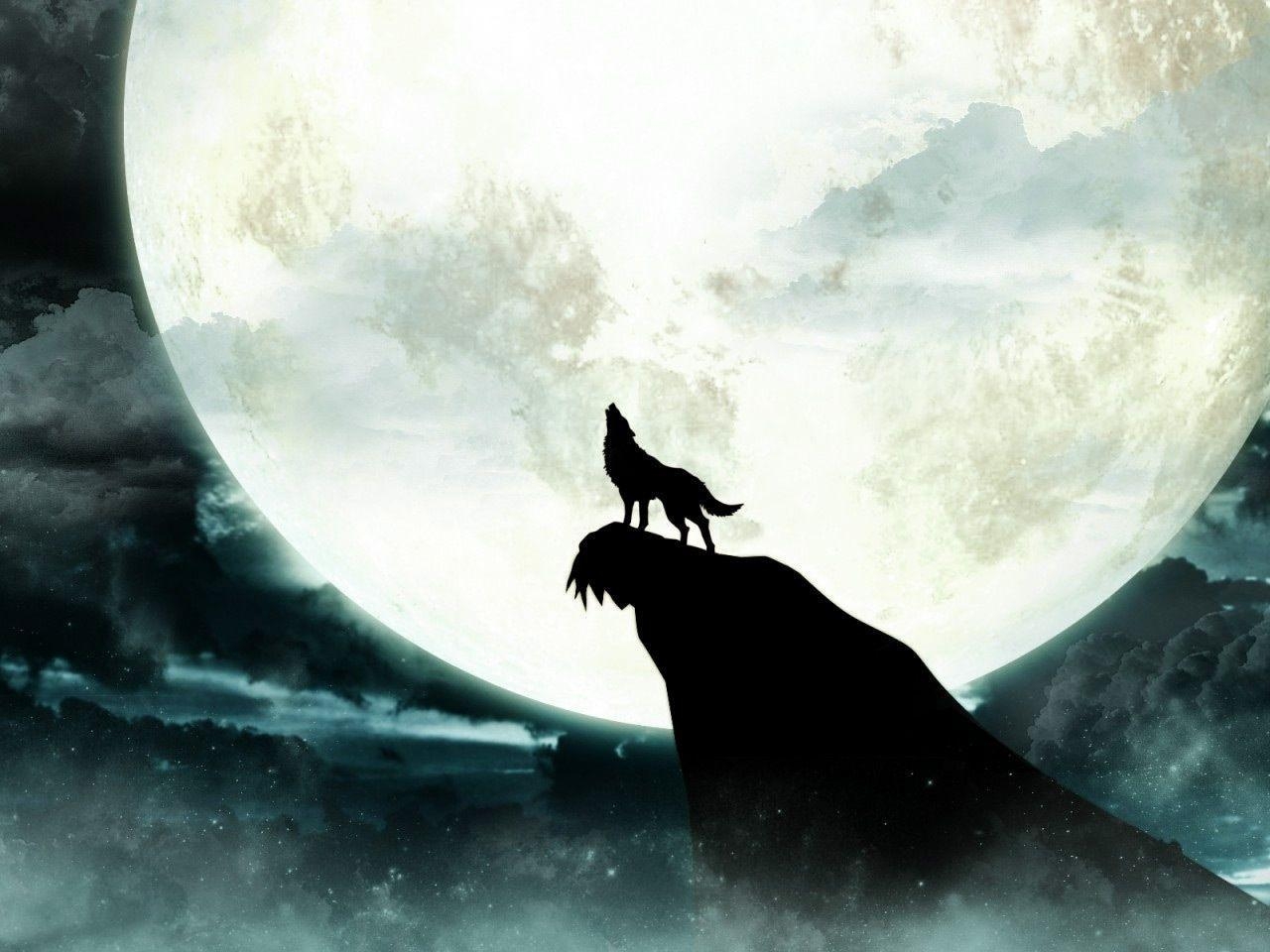 1280x960 Wallpaper For > Black And White Wolf Howling At The Moon Wallpaper, Desktop