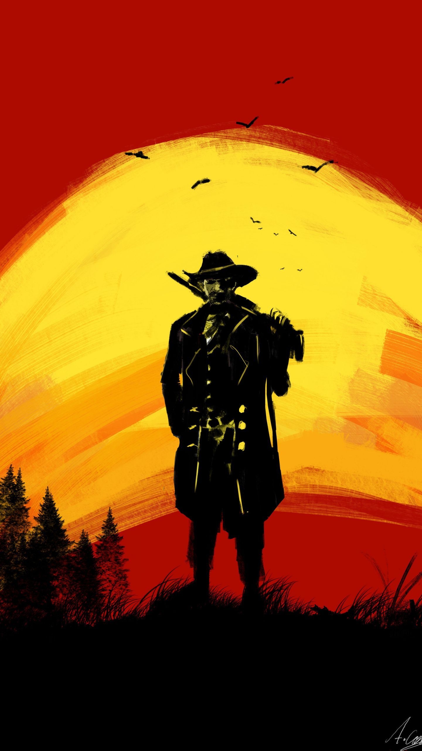 1440x2560 Red Dead Redemption cowboy, silhouette, fan art,  wallpaper. Red dead redemption artwork, Red dead redemption art, Red dead redemption, Phone