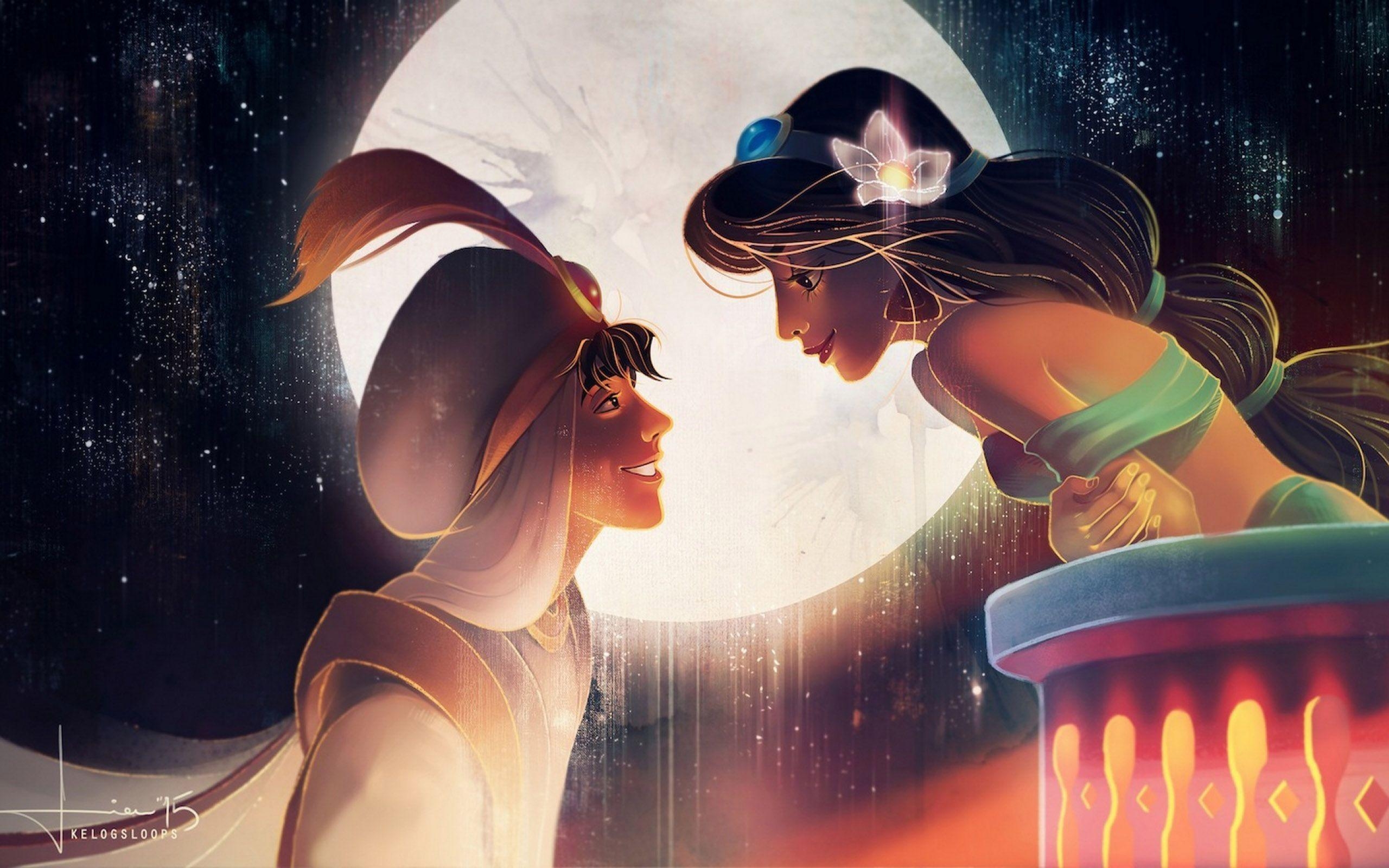 2560x1600 Jasmine Aladdin Arabian Nights Love Cartoon HD Background Wallpaper, Desktop