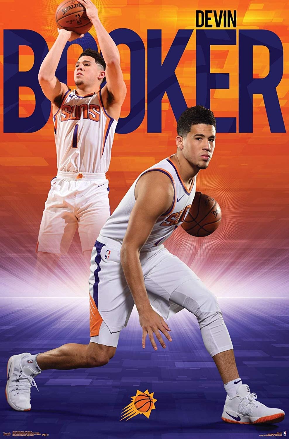 990x1500 Trends International Phoenix Suns Devin Booker Mount Bundle Wall Poster 22.375 X 34 Multi, Phone