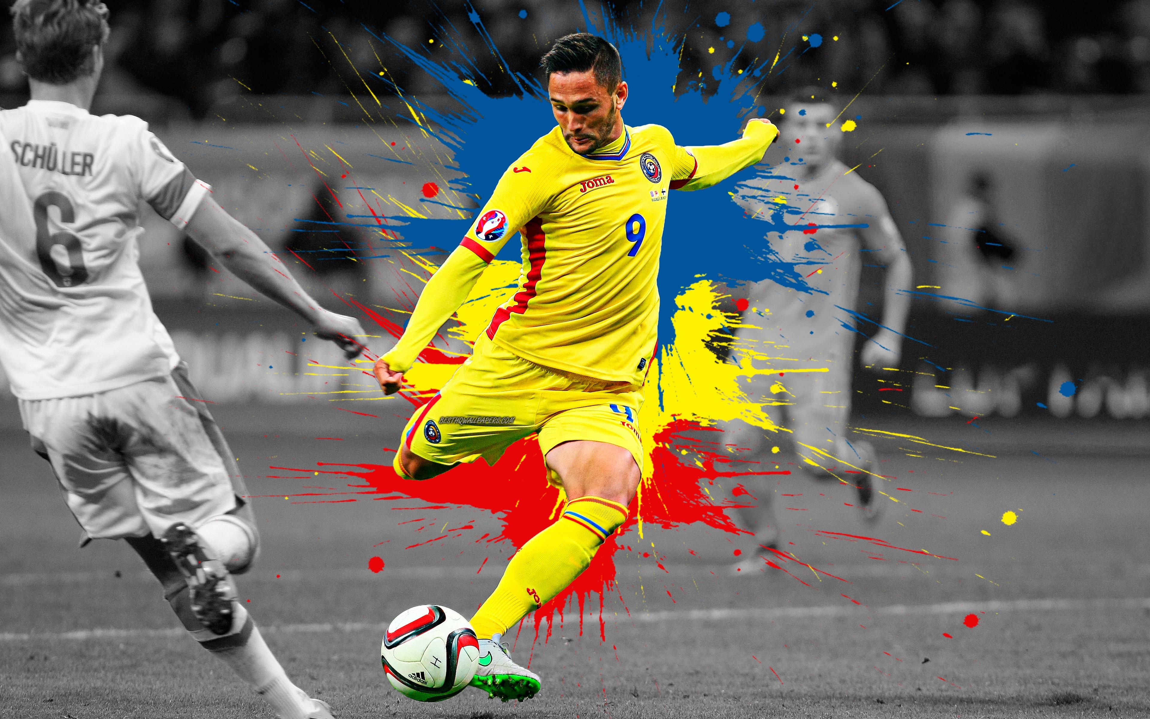 3840x2400 Download wallpaper Florin Andone, 4k, Romania national football, Desktop