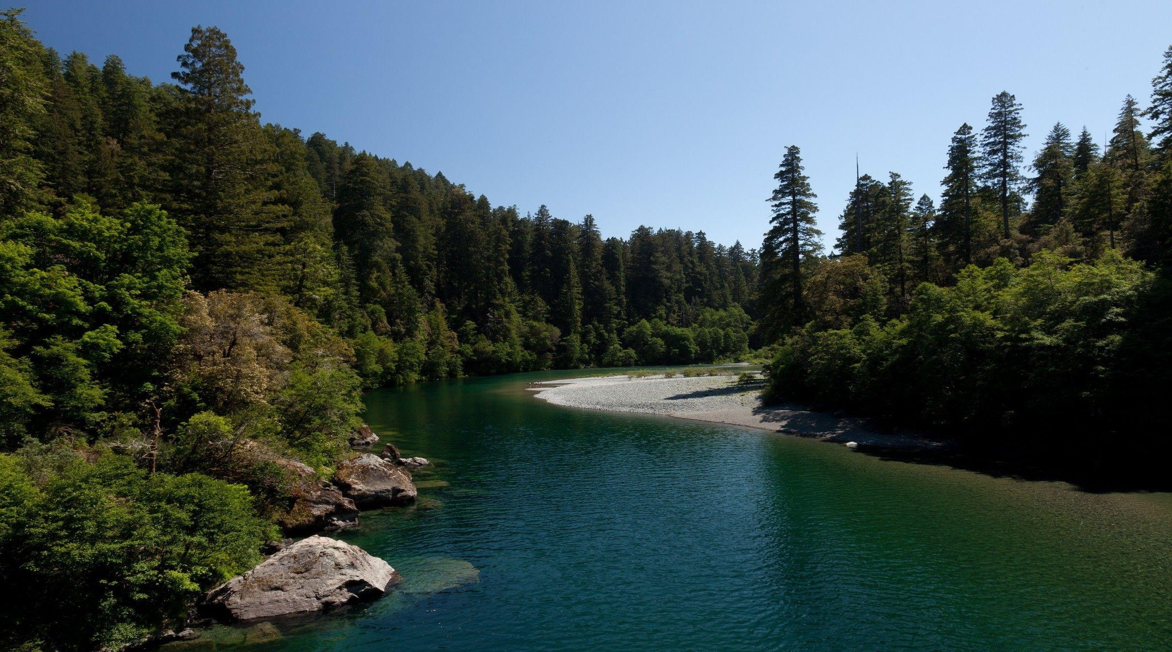 2420x1350 River: Jedediah Smith River State Park Montana Blue Rock Sky Water, Desktop