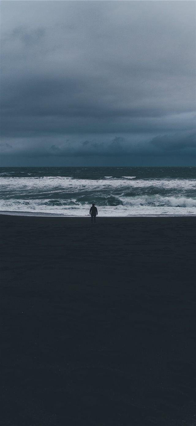 640x1390 Cloudy Ocean Shore wallpaper, Phone