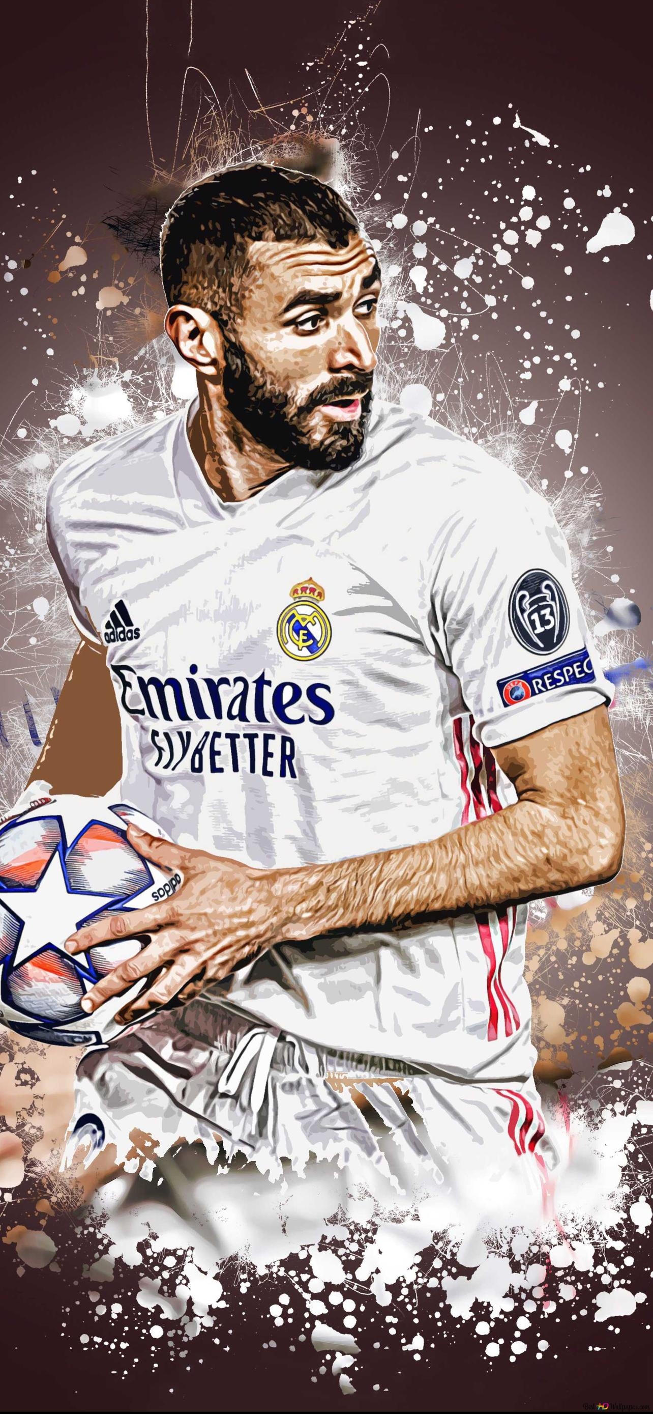 1290x2780 Real Madrid's Algerian origin french striker Karim Benzema 2K wallpaper download, Phone