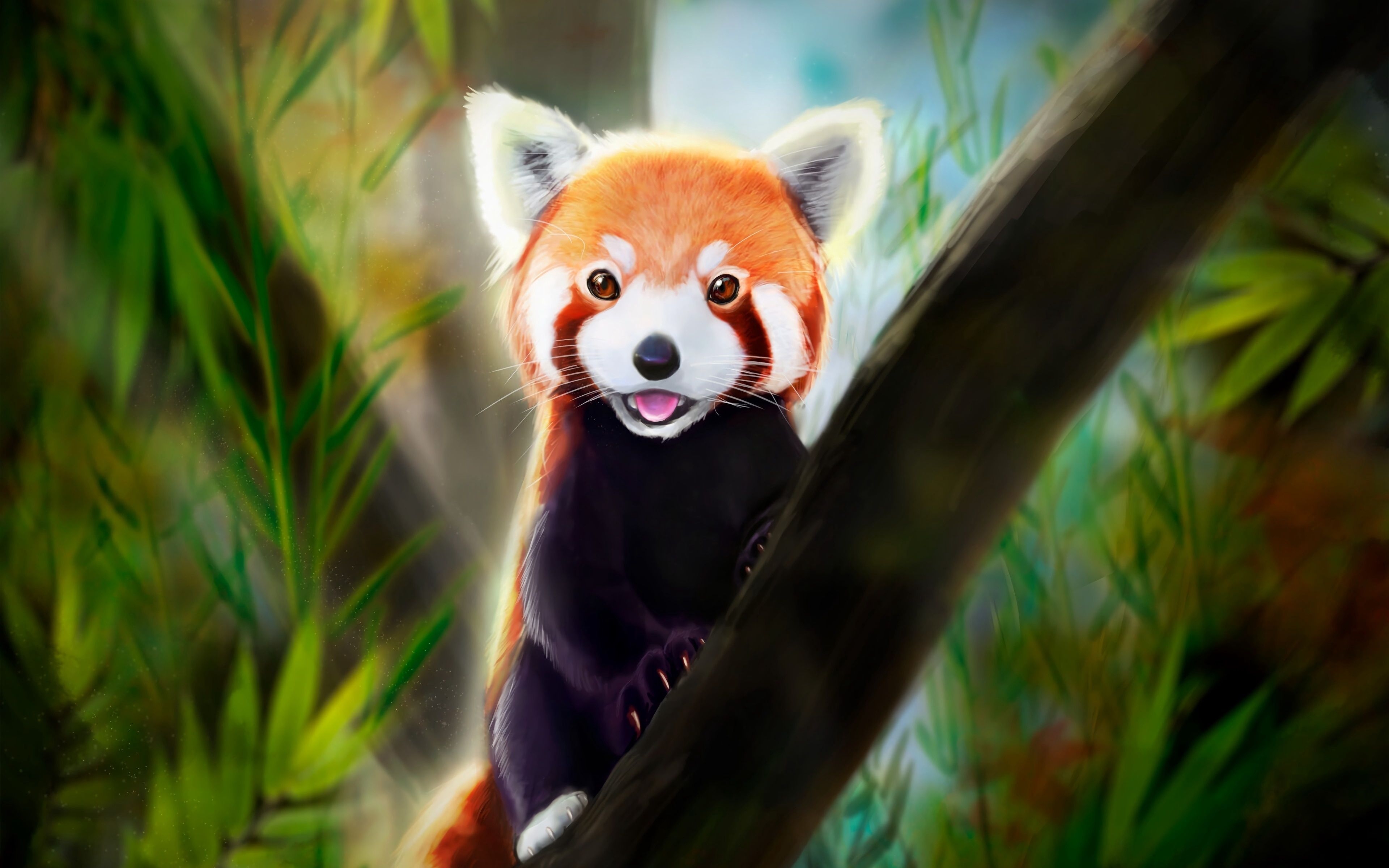 3840x2400 Download  wallpaper cute, red panda, art, 4k, ultra HD 16: widescreen,  HD image, background, 22518, Desktop