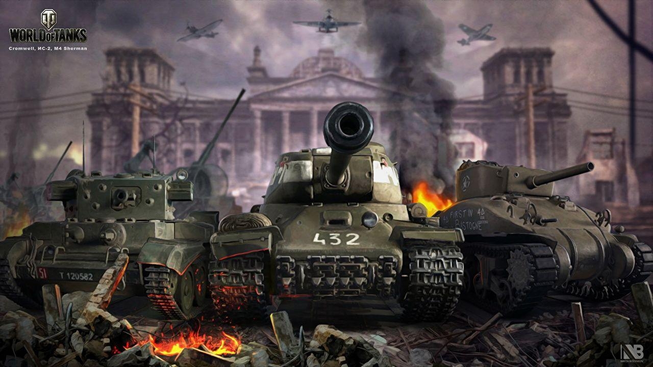 1280x720 Wallpaper Games WOT M4 Sherman Tanks Cromwell, IS 2 Nikita Bolyakov, Desktop