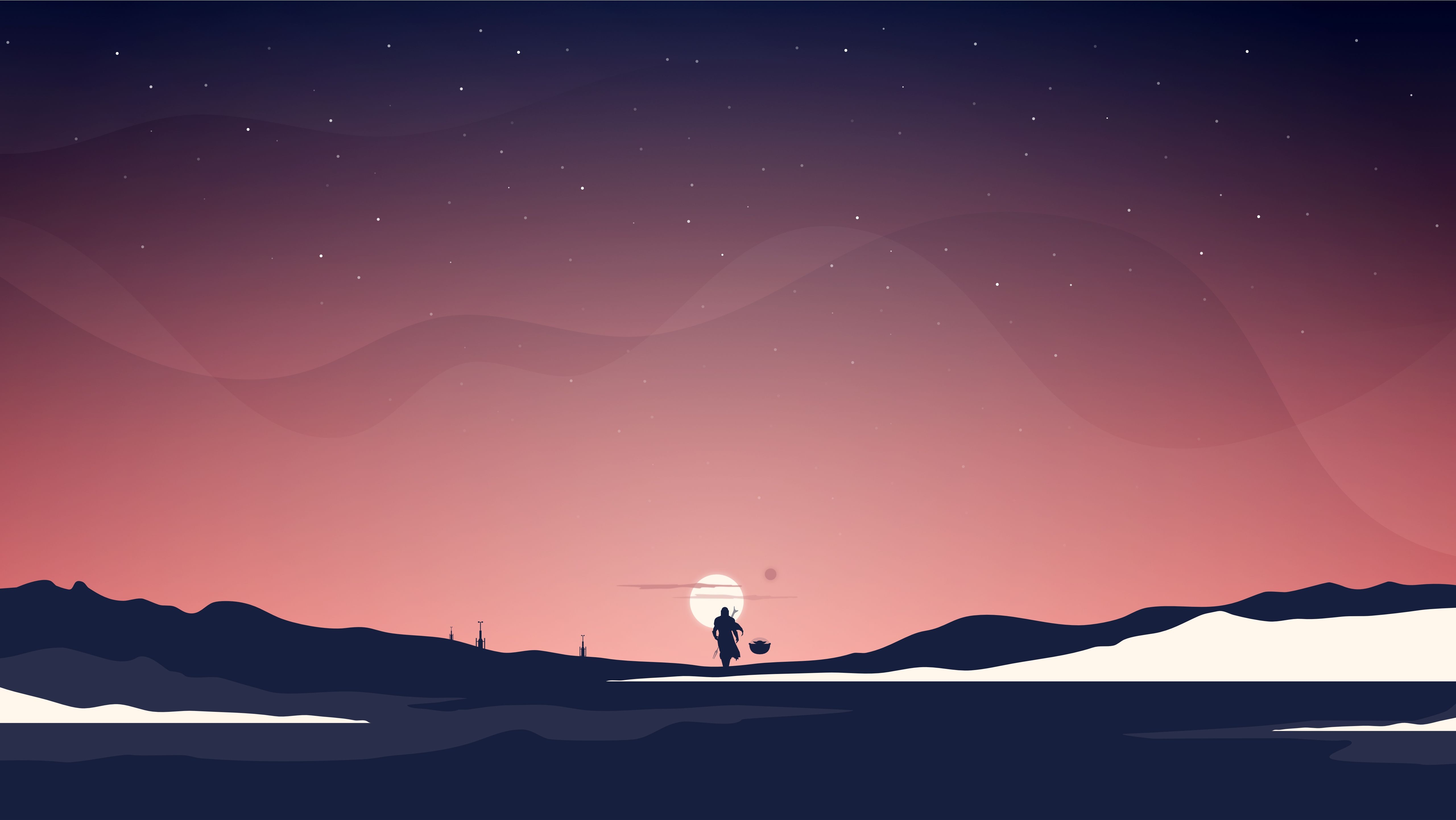 5120x2890 Wallpaper The Mandalorian, Minimal art, 4K, 5K, TV Series, Desktop