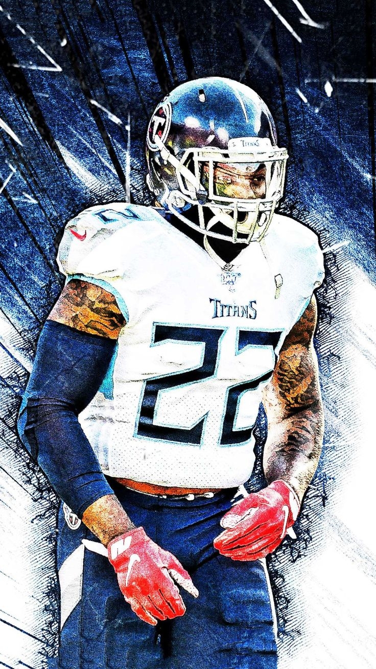 740x1310 Derrick Henry Wallpaper Discover more American Football, Derrick Henry, Football, NFL, Tennessee Titans wallpaper.. Nfl football art, Football, Football run, Phone