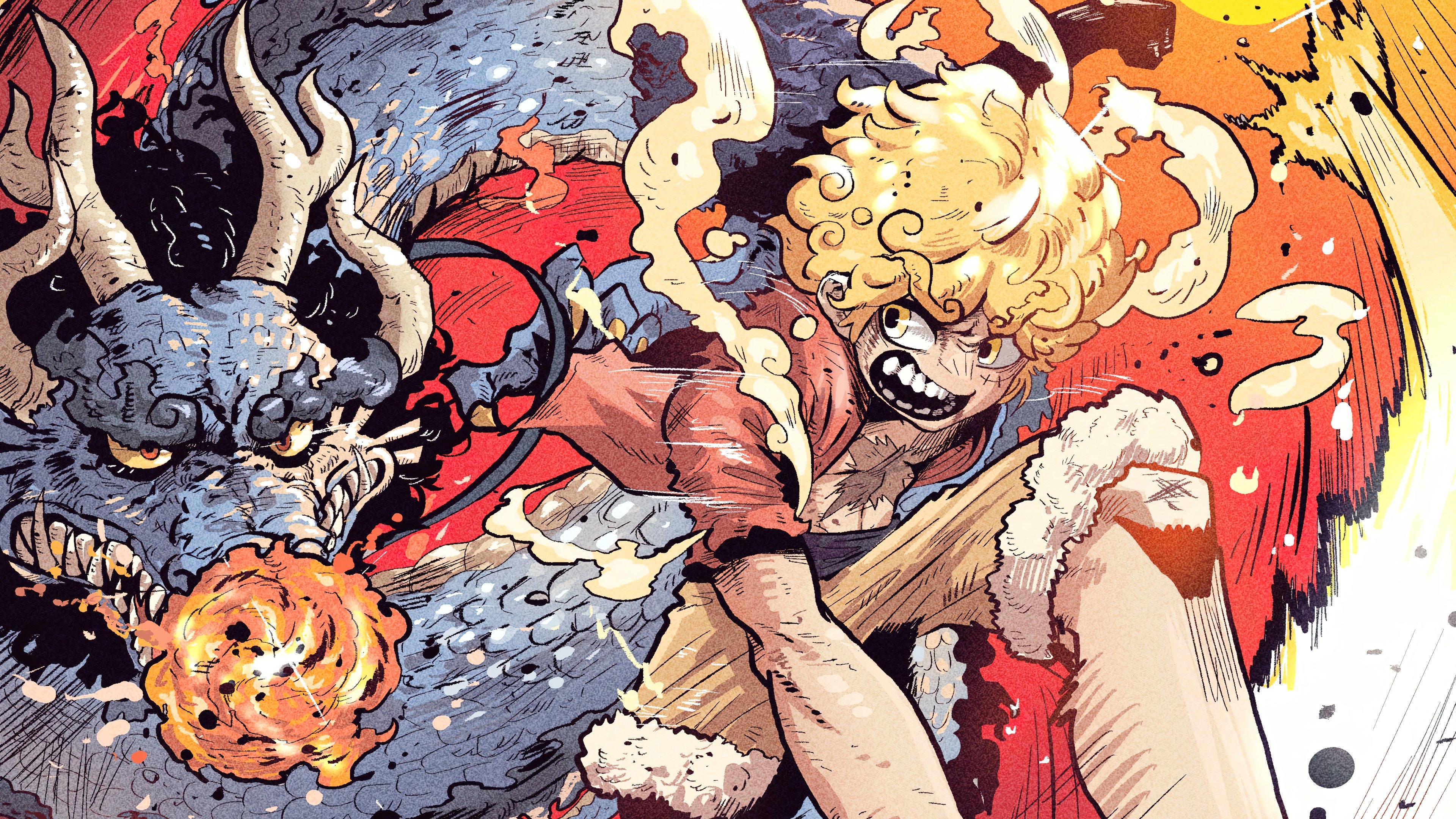 3840x2160 Luffy Boy, Sun God Nika Vs Kaido, Desktop