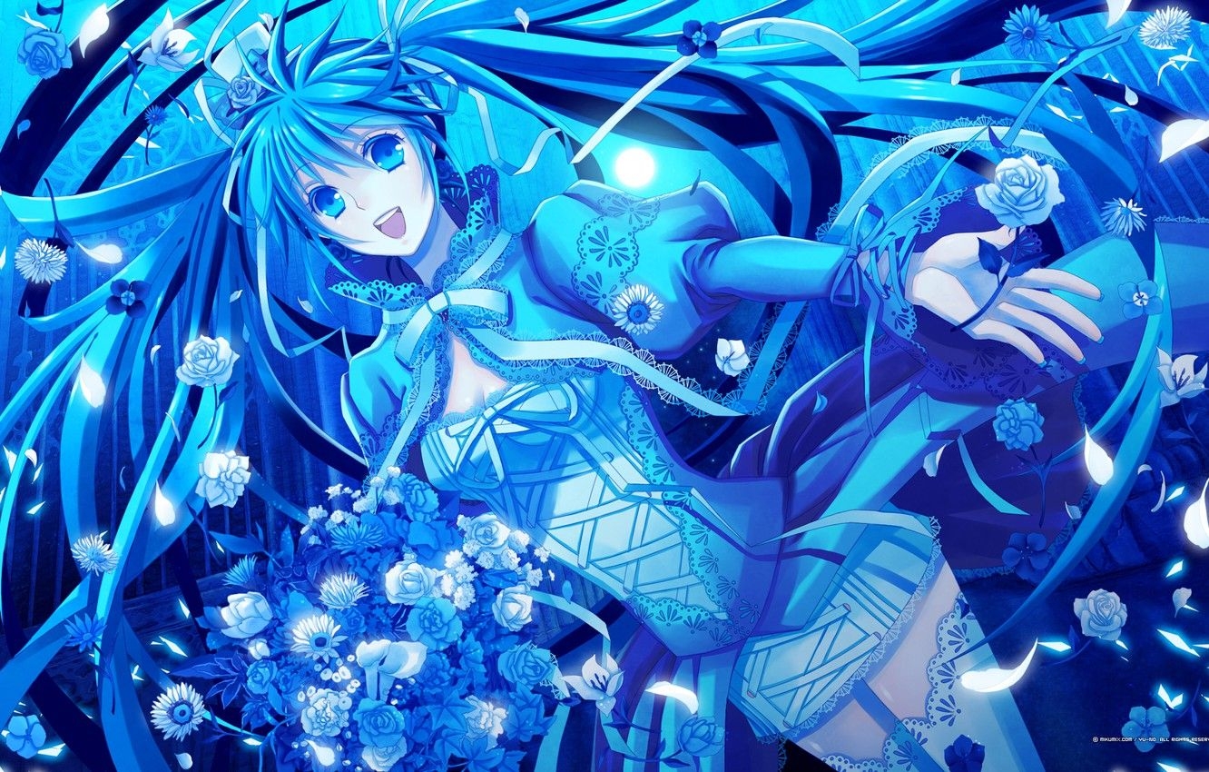 1340x850 Wallpaper blue, hatsune miku, psychosis image for desktop, Desktop