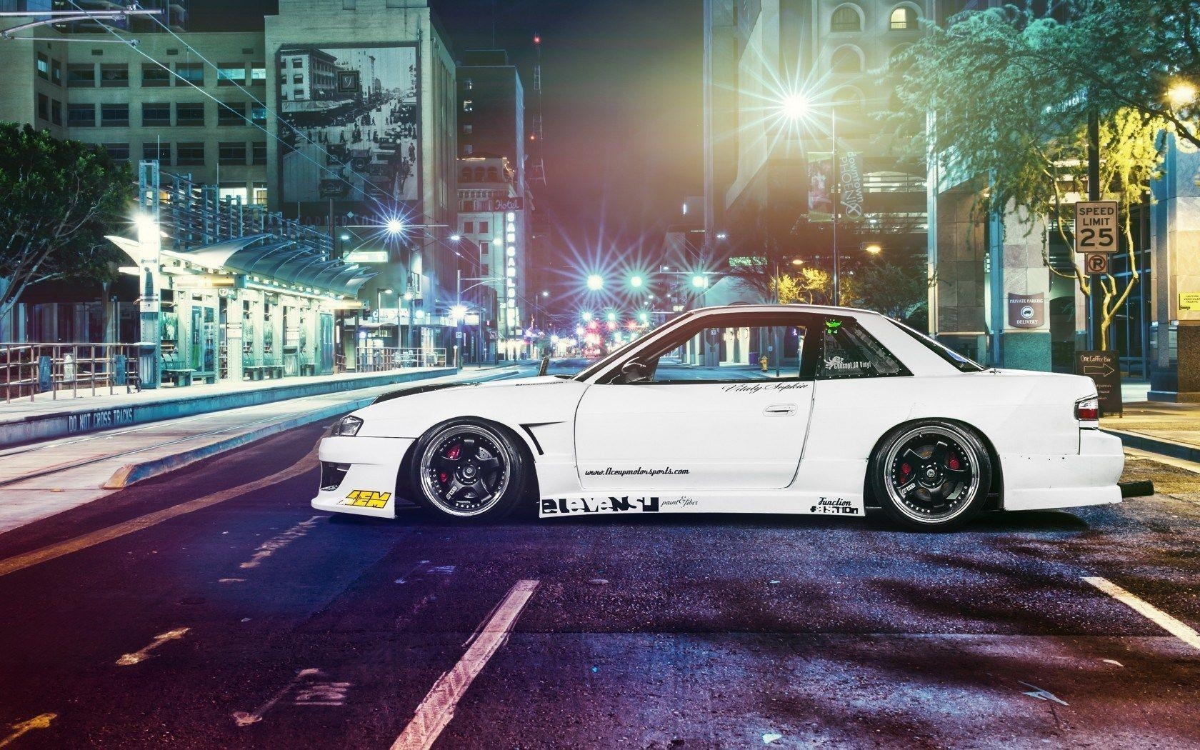 1680x1050 Night Nissan Silvia S13 Tuning Parked Along Road HD Wallpaper, Desktop