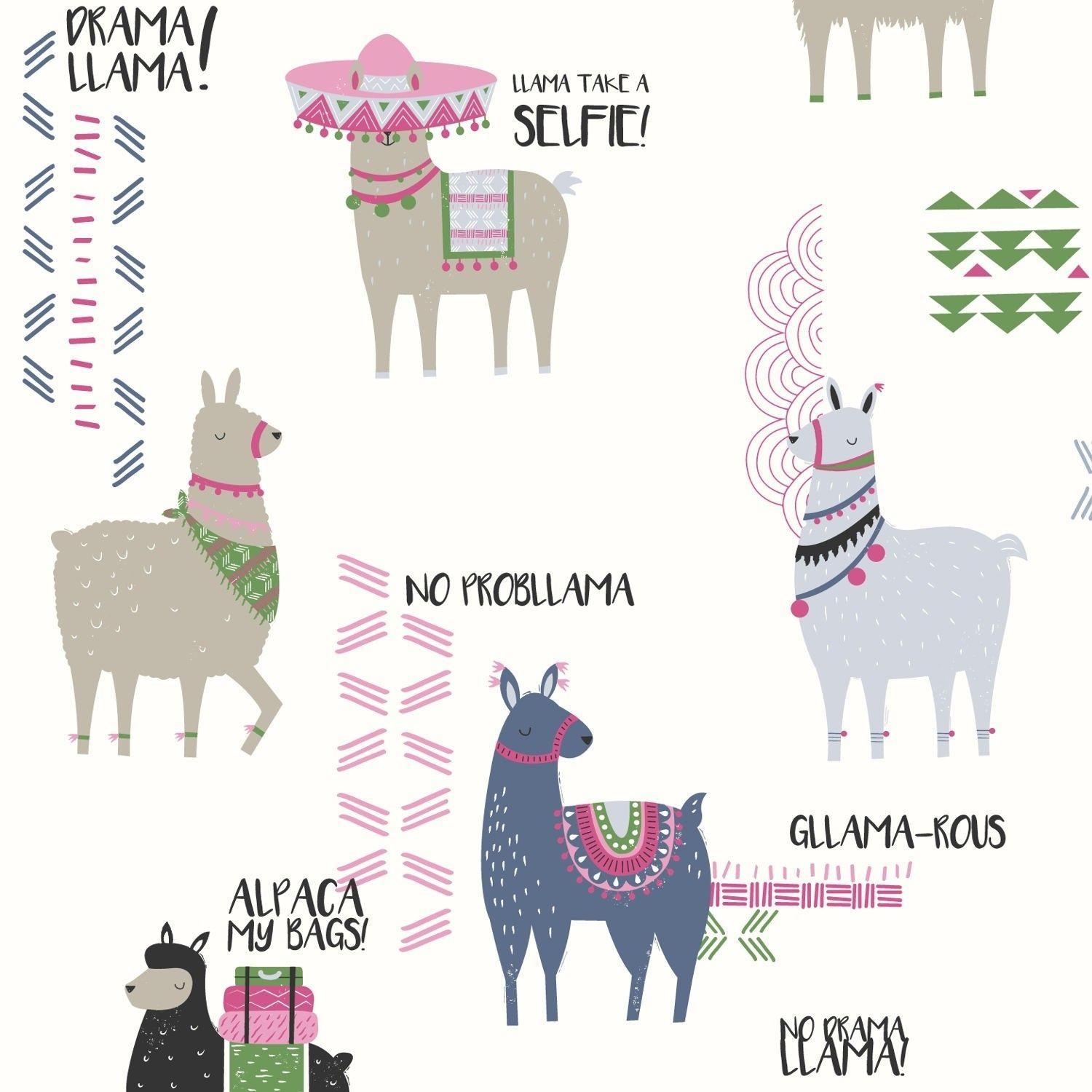 1500x1500 Crown Drama Llamas Pink Blue Wallpaper, Phone