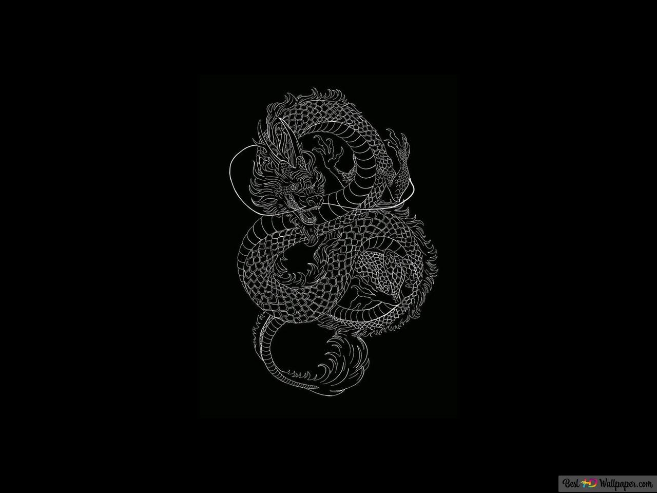 1280x960 Dragon minimalist drawing black and white HD wallpaper download and White wallpaper, Desktop