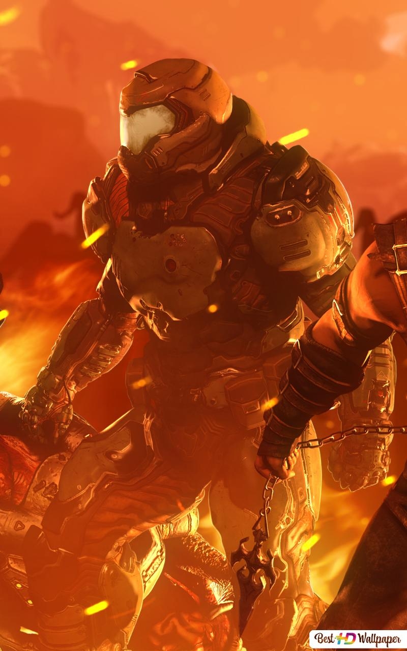 800x1280 Doomslayer Vs Scorpion HD wallpaper download, Phone