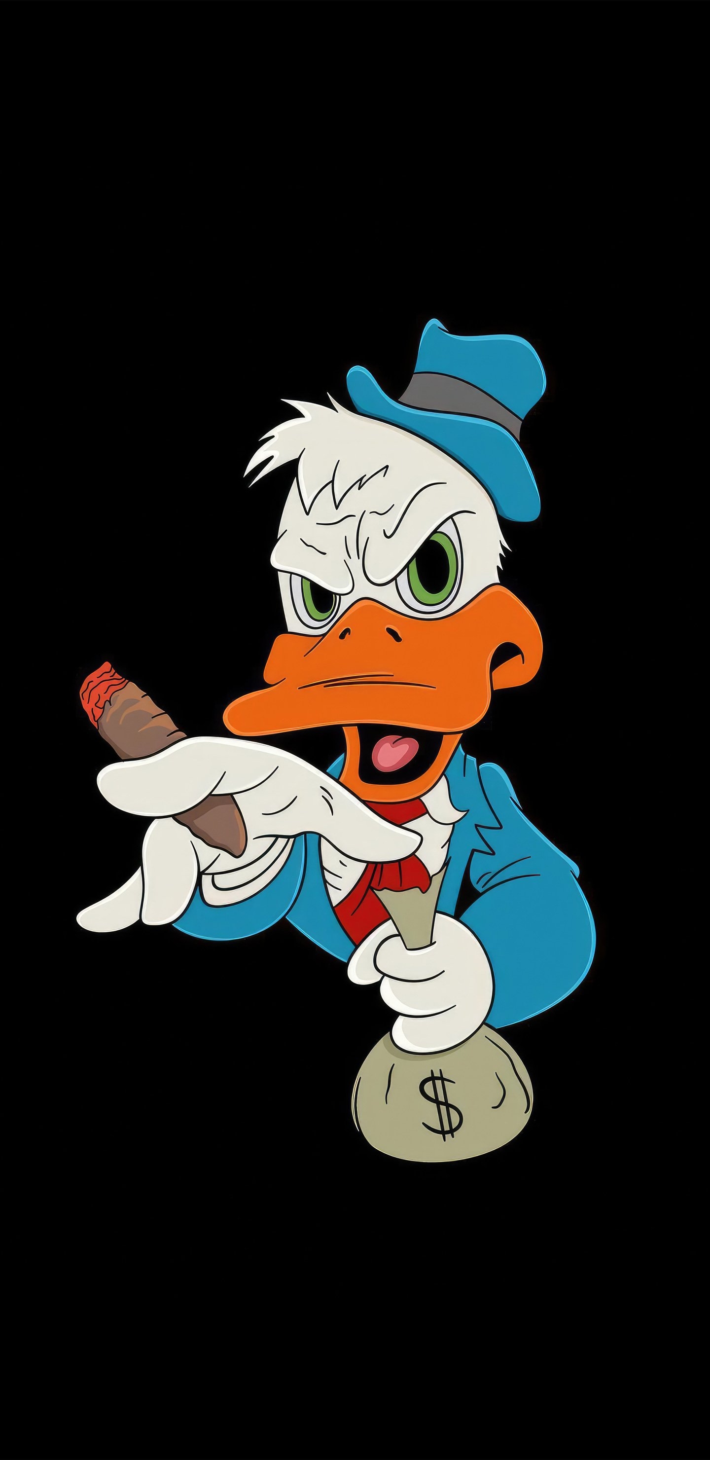 1440x2960 Donald Duck Cigar And Money, Phone