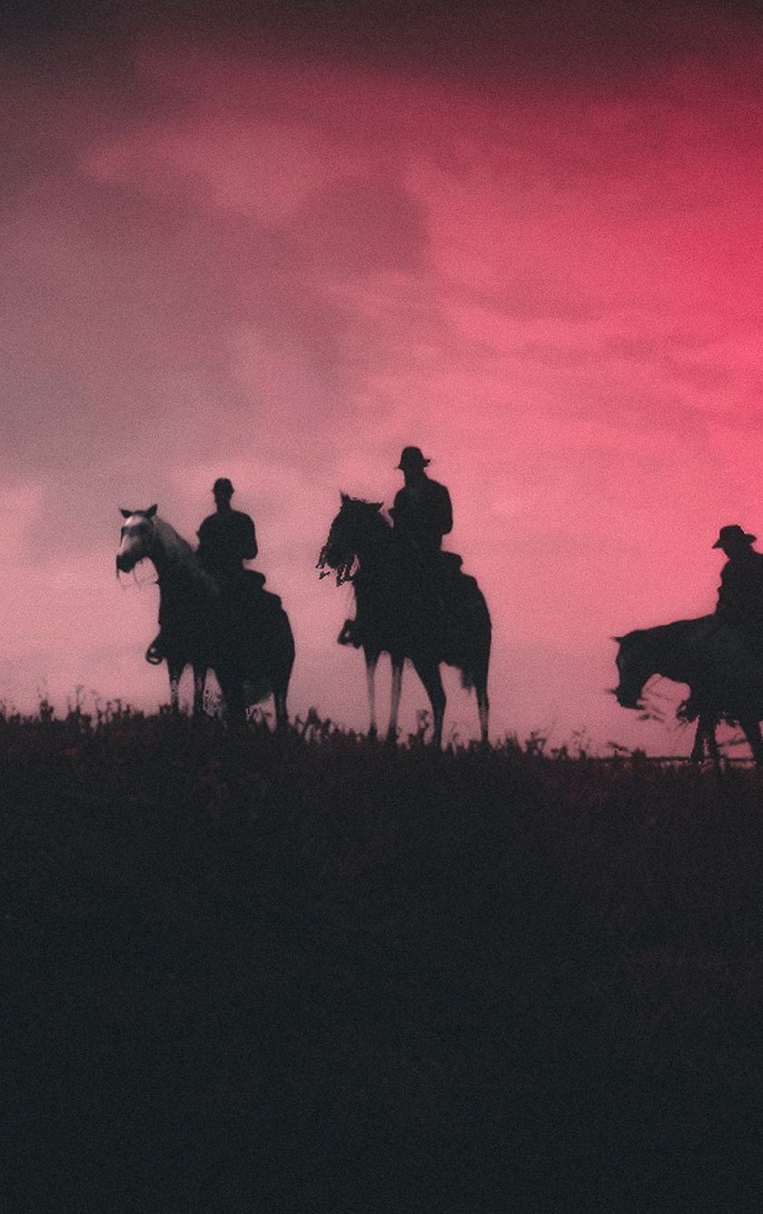 840x1340 Download Cowboys, silhouette, Red Dead Redemption game, 2019, Phone