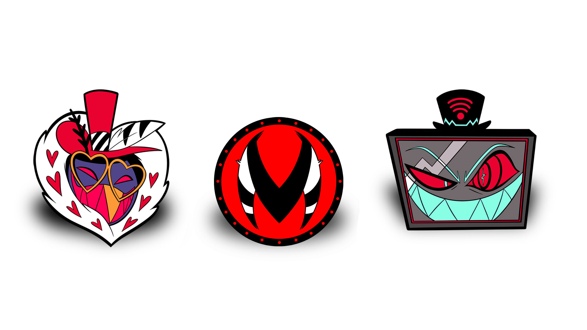 1920x1080 Hazbin Hotel UPDATE: Valentino, Vox, and IMP logo pins have all been restocked! Get them only, Desktop