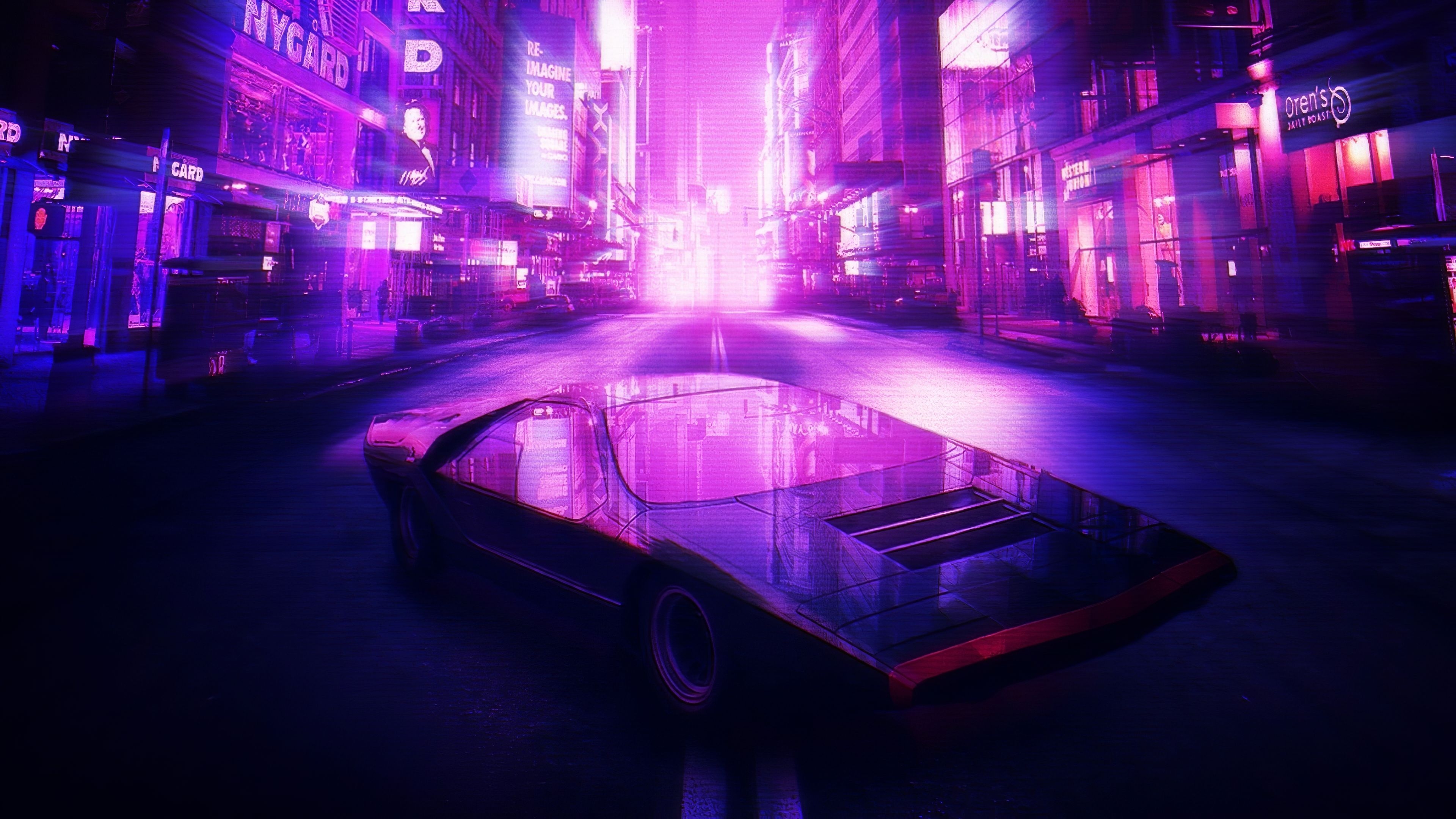 3840x2160 Neon City Car 4k Samsung Galaxy Note S S SQHD HD 4k Wallpaper, Image, Background, Photo and Picture, Desktop