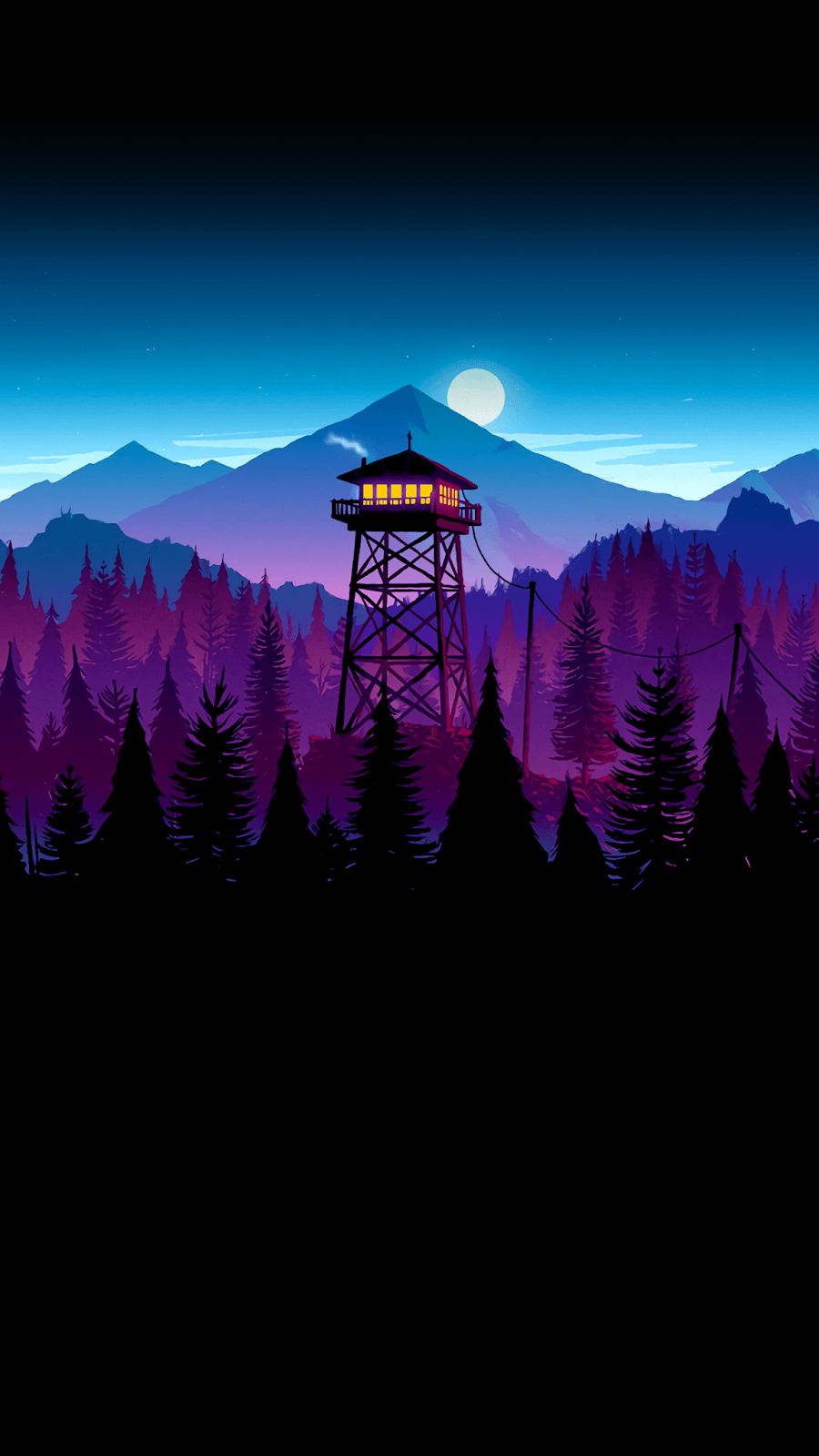 900x1600 Firewatch Night Wallpaper for Saving battery for Amoled display, Phone