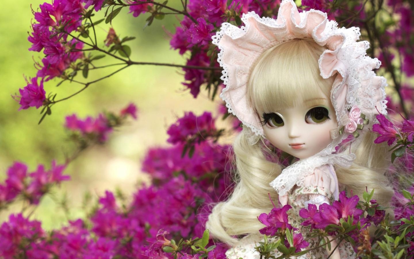 1440x900 Picture of Flower and Cute Doll for Girly Wallpaper Wallpaper. Wallpaper Download. High Resolution Wallpaper, Desktop