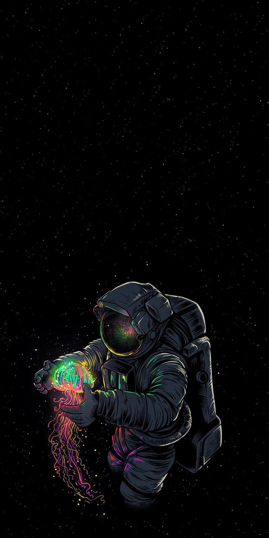 1030x2050 Amoled Wallpaper I Use. Astronaut wallpaper, Art wallpaper, Dark wallpaper iphone, Phone