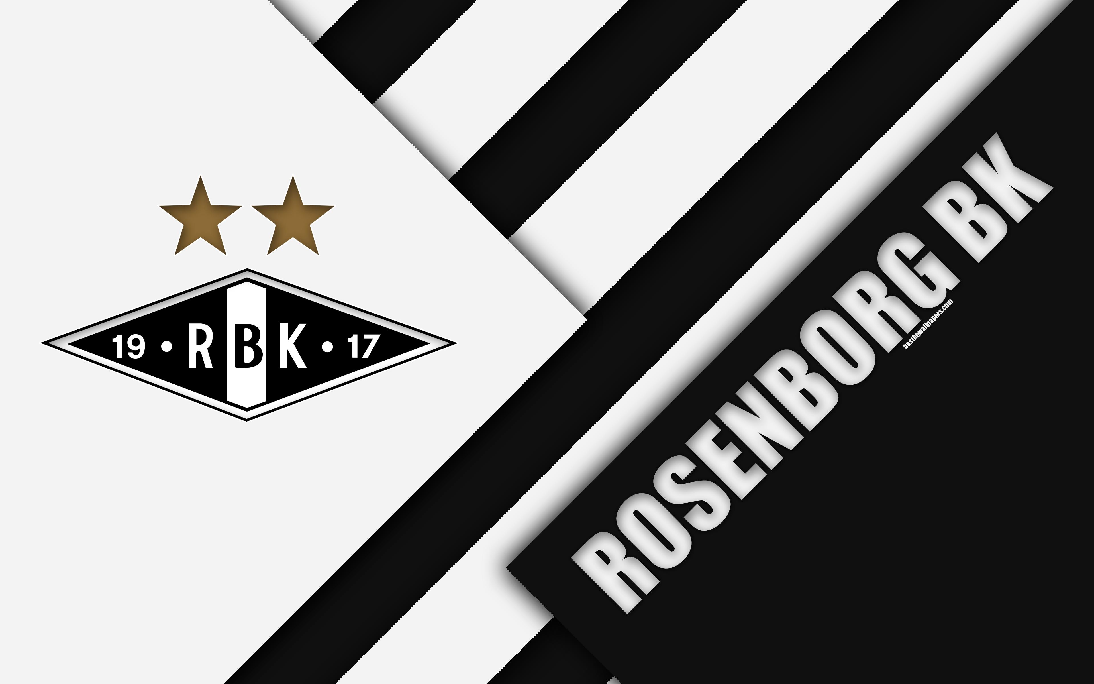 3840x2400 Download wallpaper Rosenborg BK, 4k, logo, material design, Desktop