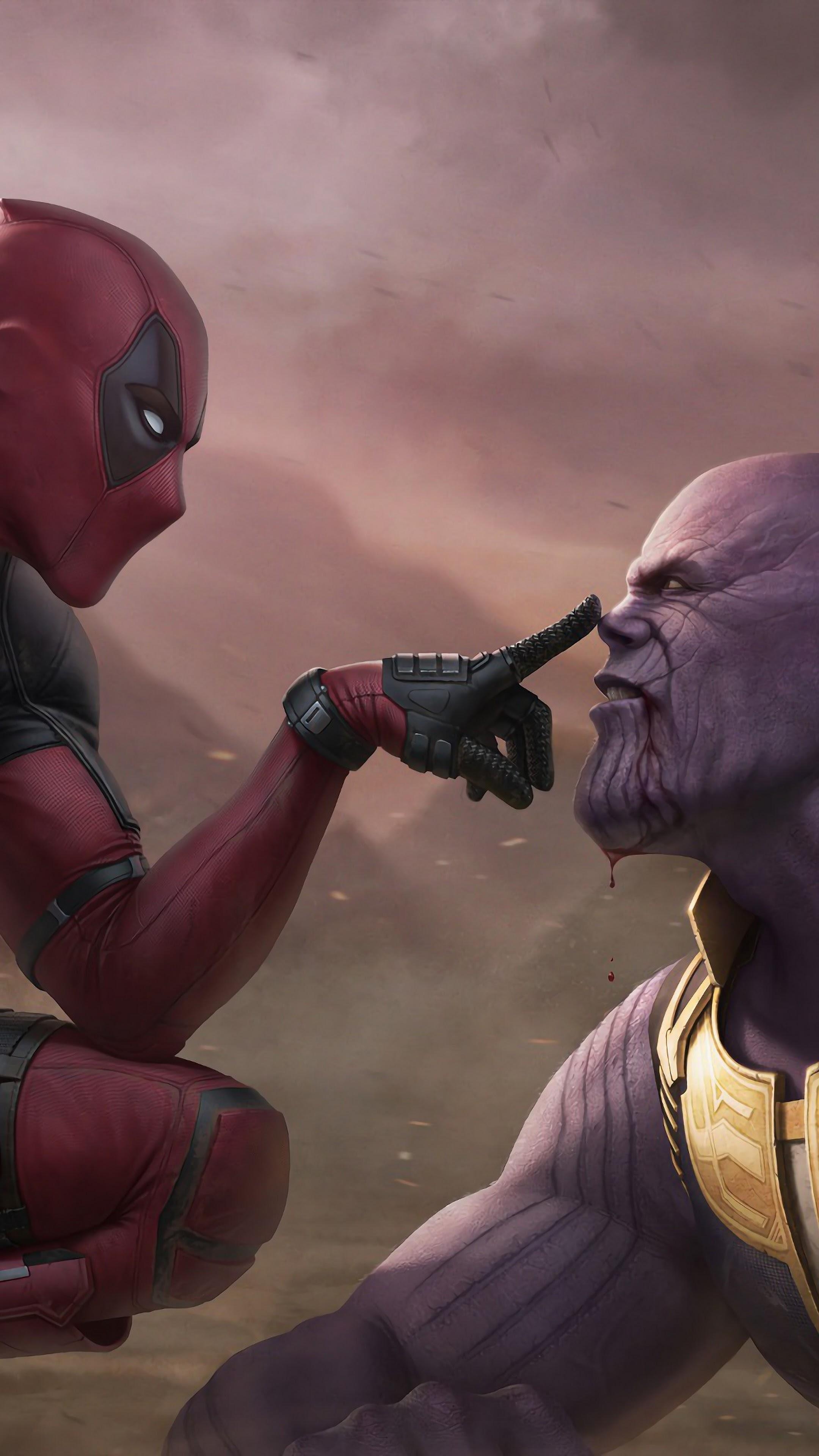 2160x3840 Deadpool vs. Thanos 4K Wallpaper, Phone