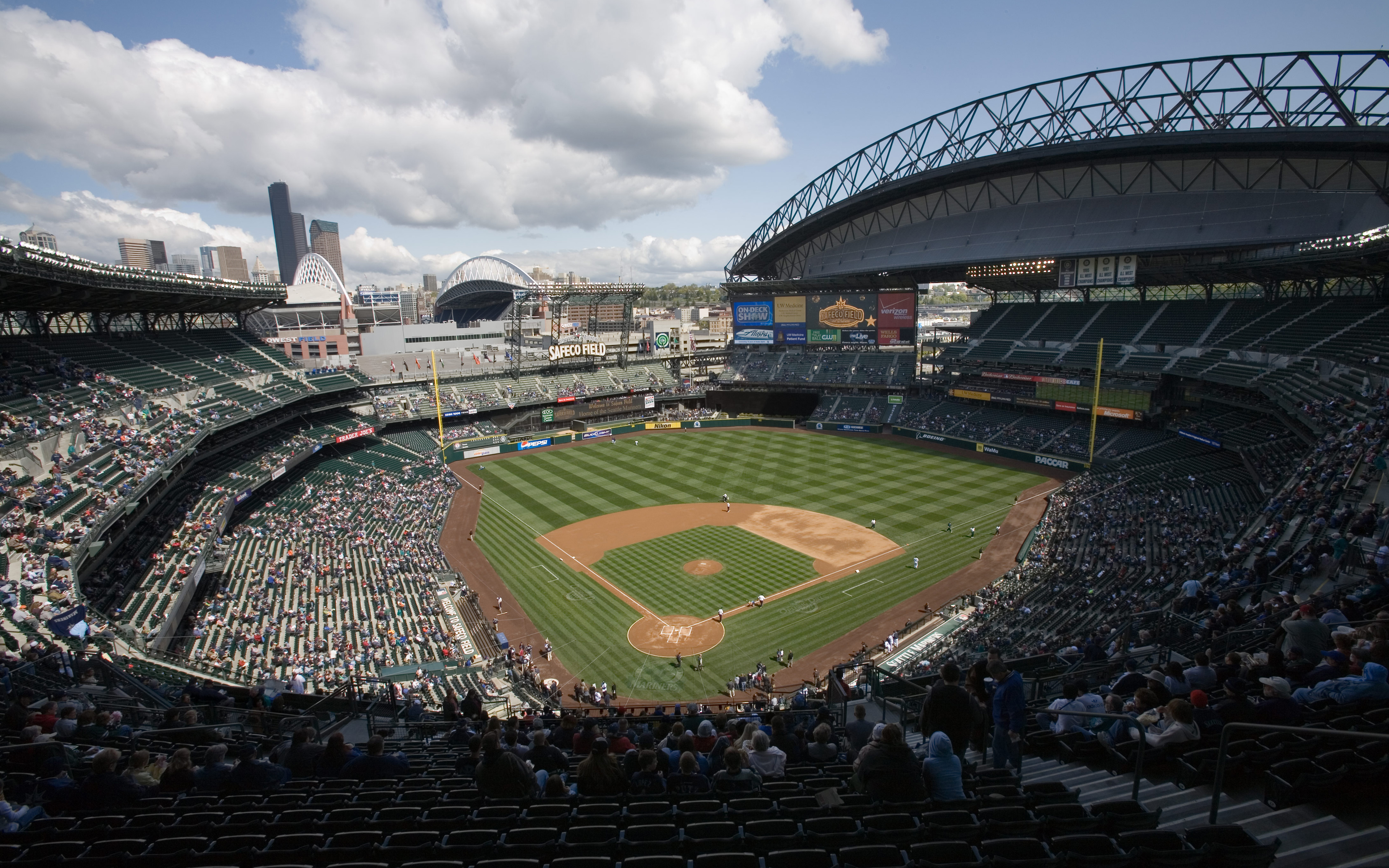 3840x2400 Download wallpaper Safeco Field, Seattle Mariners, Major League Baseball, MLB, baseball stadium, 4k, Seattle, USA for desktop with resolution. High Quality HD picture wallpaper, Desktop