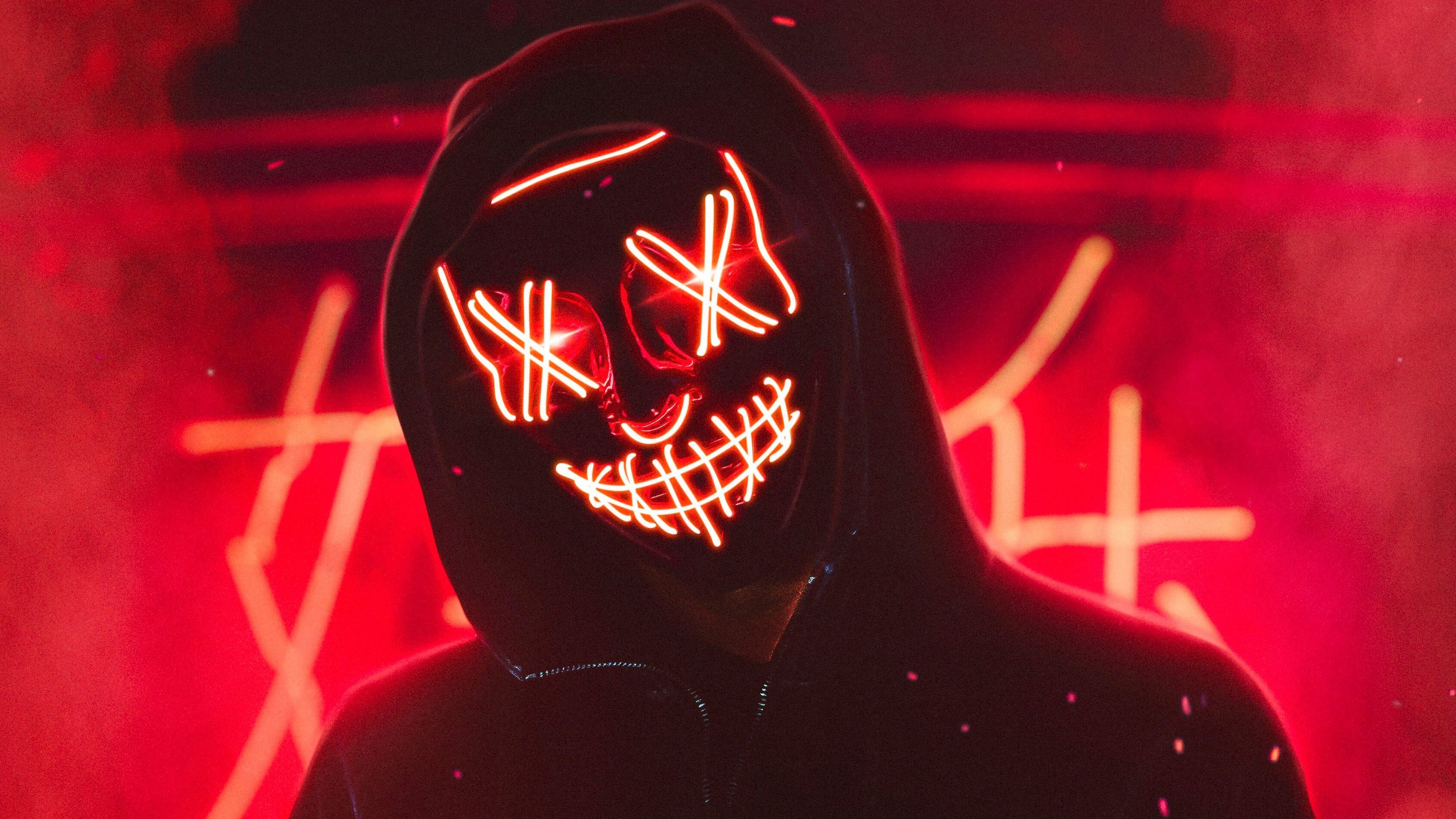 3380x1900 Neon Mask Guy 4k, HD Artist, 4k Wallpaper, Image, Background, Desktop