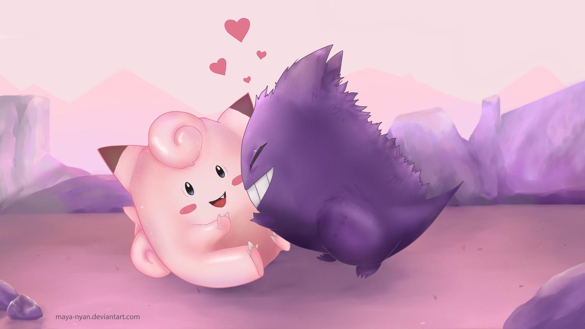 1920x1080 Gengar and Clefairy Wallpaper, Mirela Scheul, Desktop