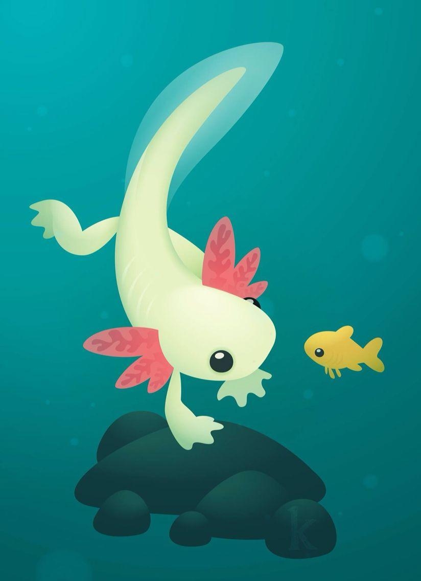 830x1140 Axolotl by Karianne Hutchinson Illustration vector illustrator adobe, Phone