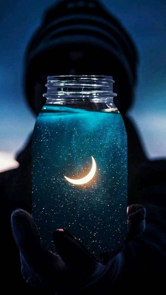 700x1250 cute iphone background, person holding a jar, stars and moon inside. Cute background, Photography wallpaper, Pretty wallpaper, Phone