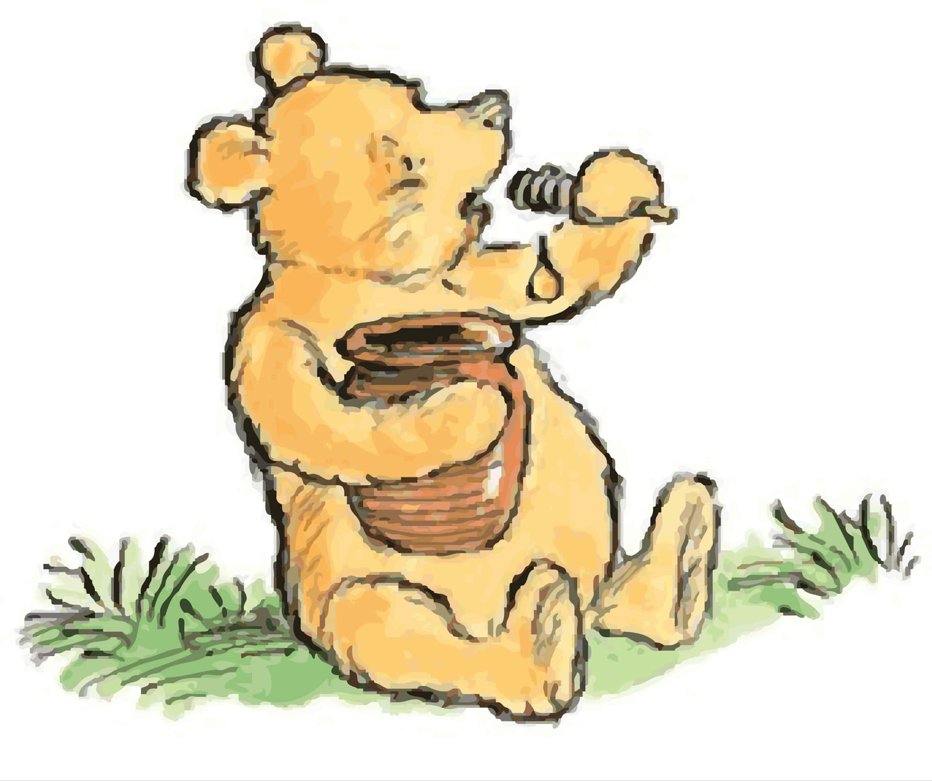 1920x1610 Download Winnie The Pooh Classic Eating Honey Wallpaper, Desktop