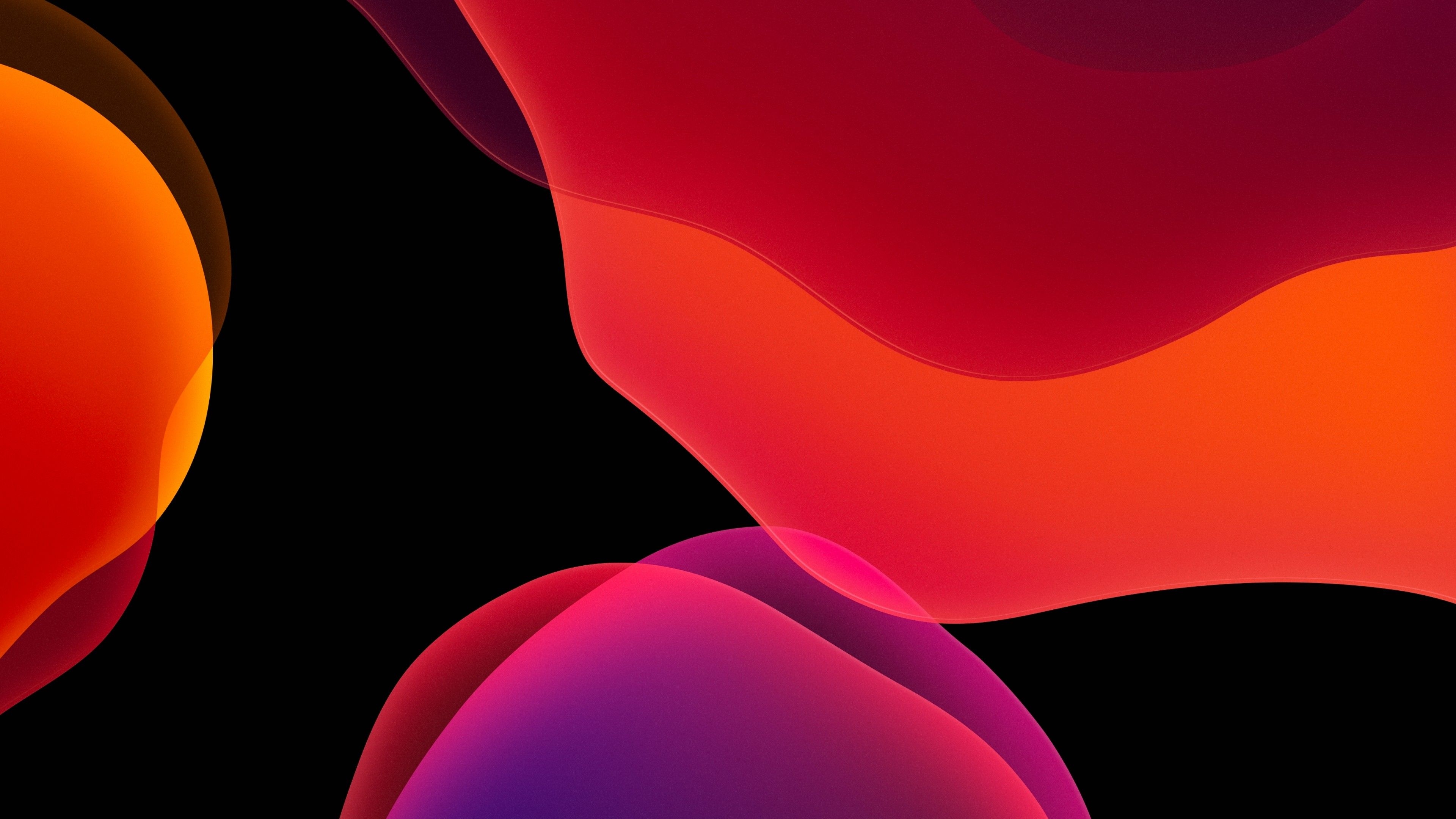 3840x2160 iOS 13 4K Wallpaper, Stock, iPadOS, Red, Black background, AMOLED, iPad, HD, Abstract, Desktop