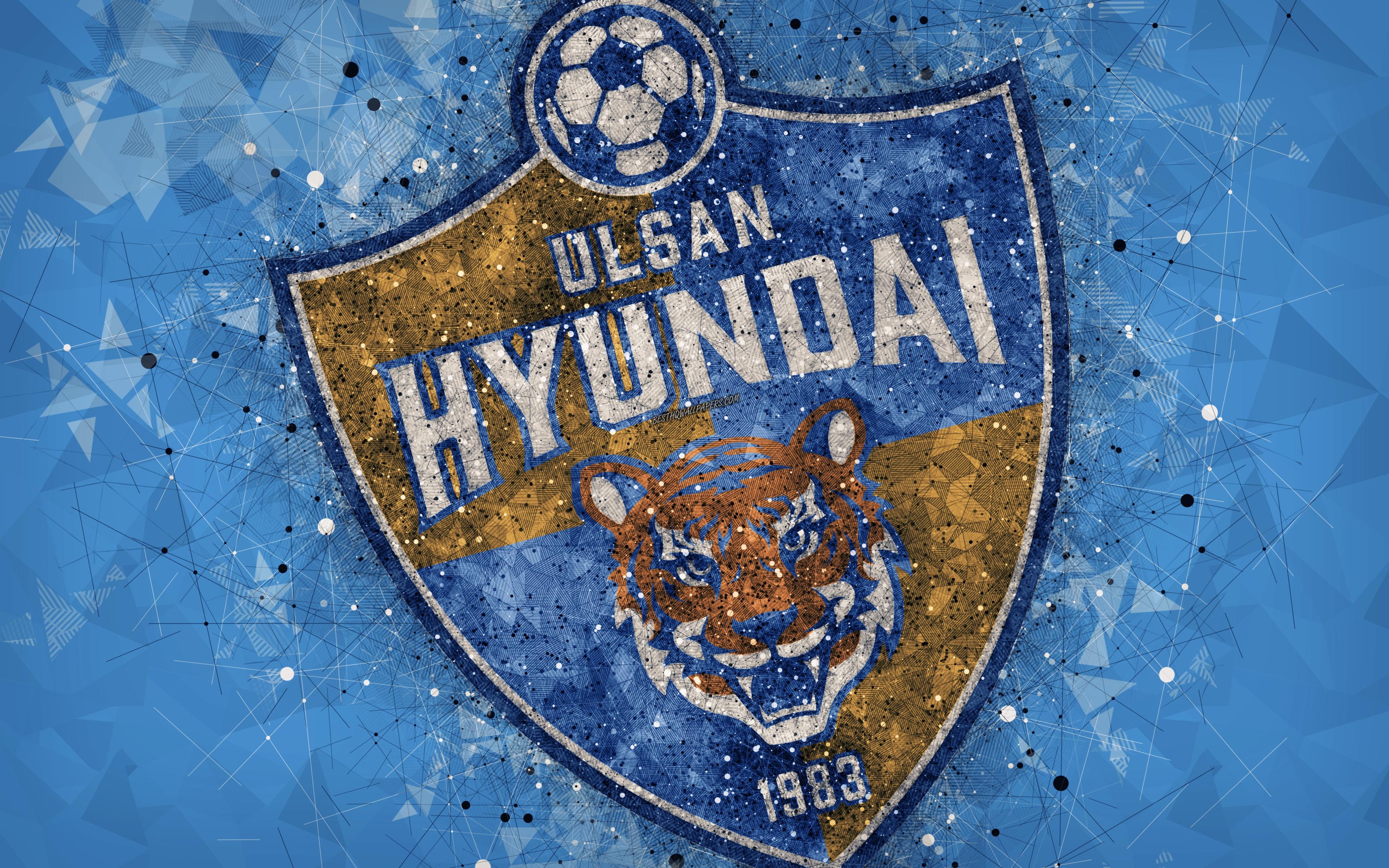 3840x2400 Download wallpaper Ulsan Hyundai FC, 4k, logo, geometric art, Desktop