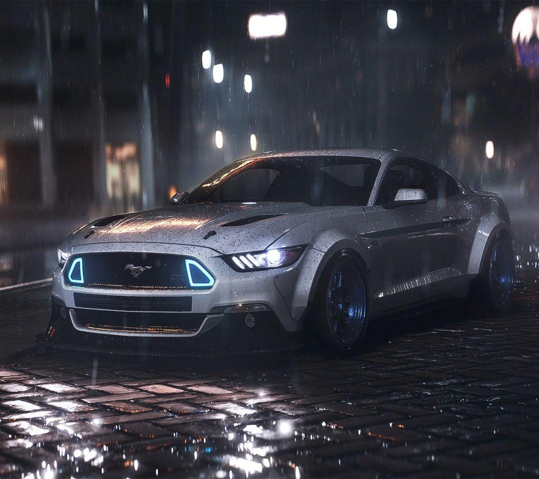 1080x960 Download wallpaper Car, Musle, Night, Dark, Mustang, Desktop