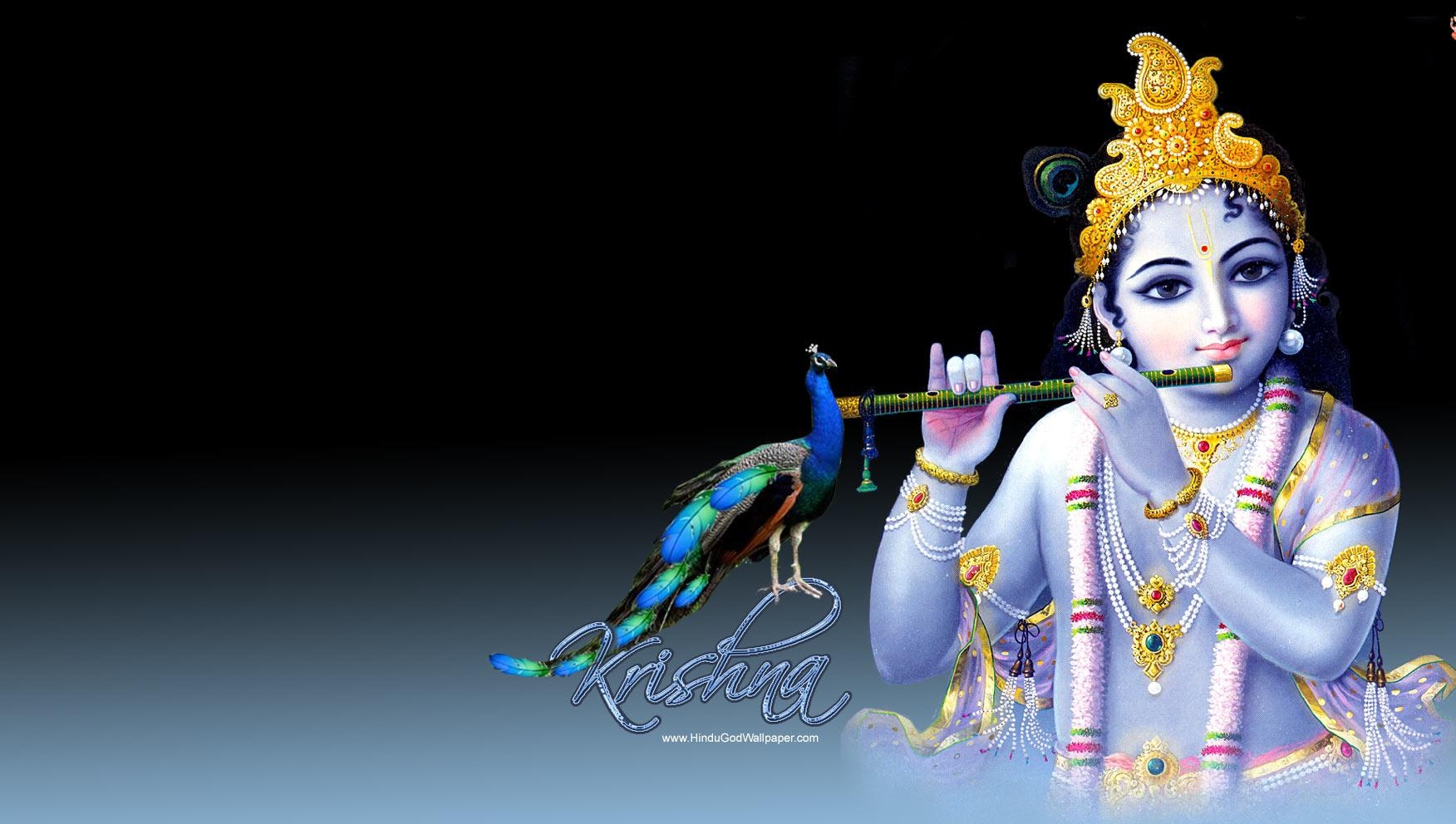 1760x1000 Download Krishna with flute, Desktop