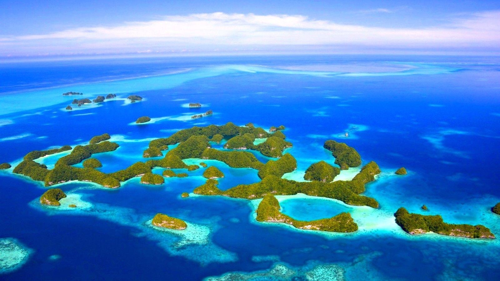 1600x900 Palau Tag wallpaper: Rock Islands Palau Beautiful Blue Lagoons, Desktop